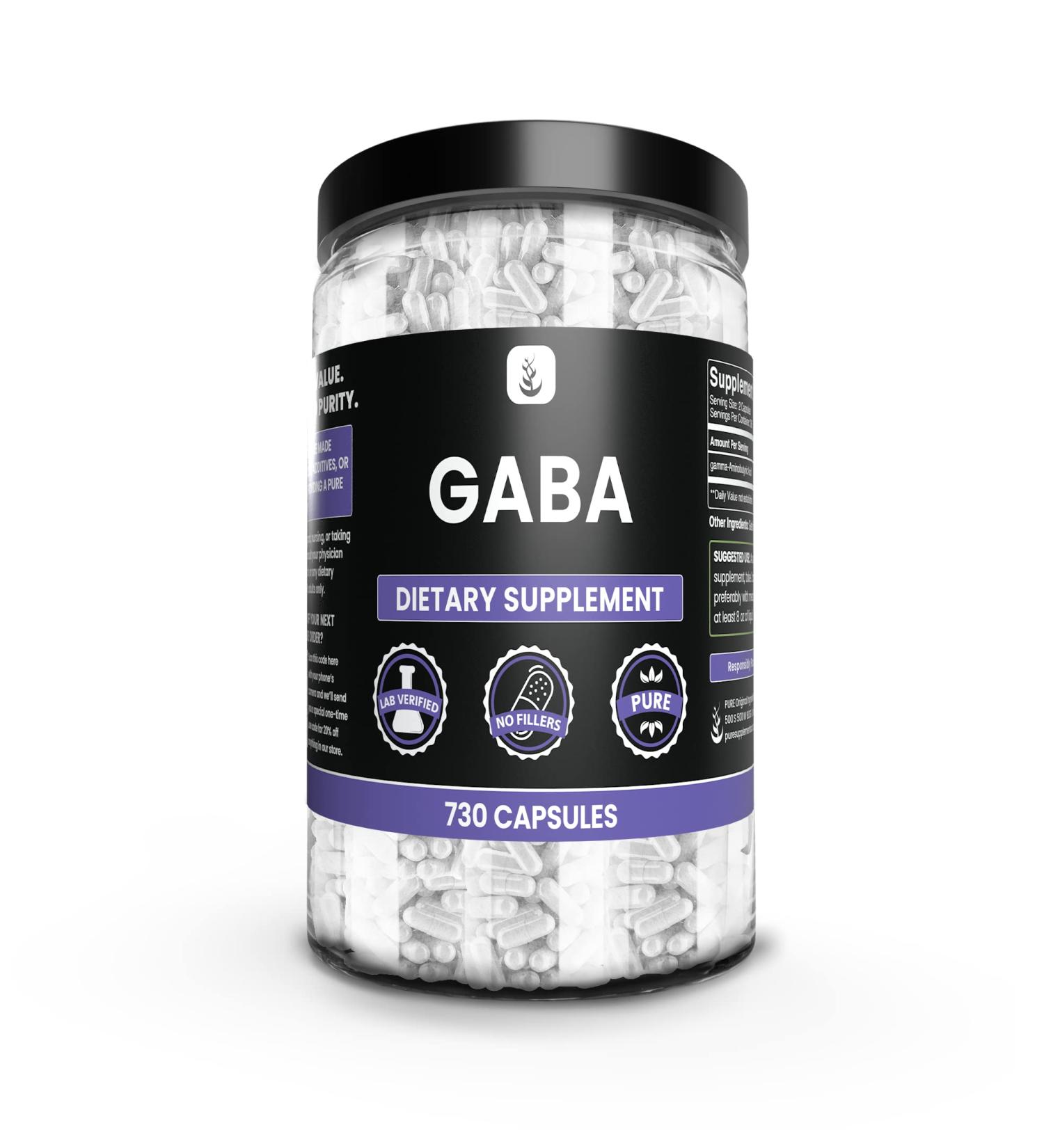 GABA 730 Capsules - Pure Original Ingredients, Lab Verified, No Fillers - 365 Servings - Buy Online on GoSupps.com