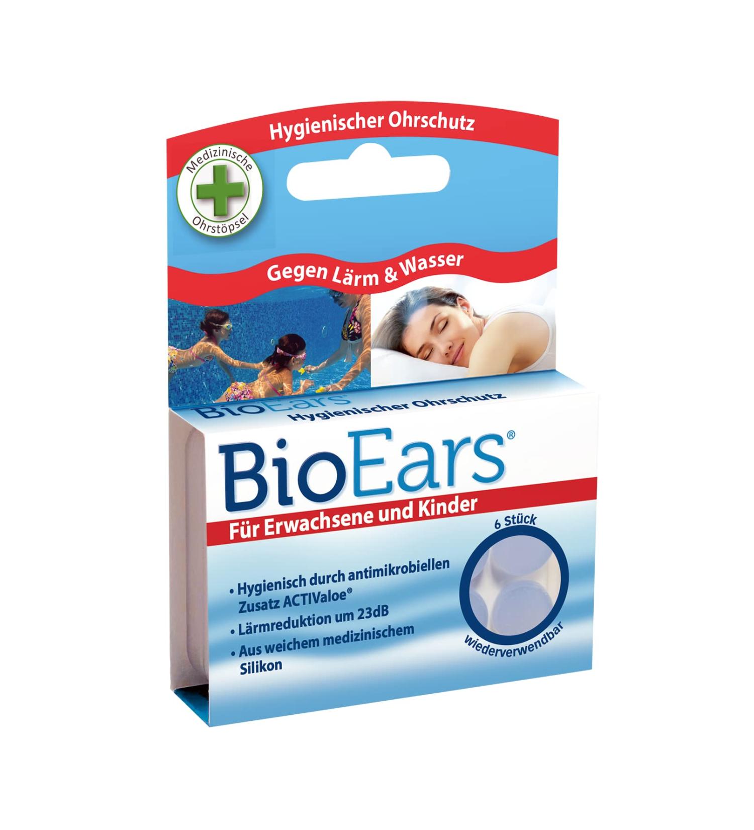 BioEars antimicrobial silicone earplugs hearing protection against noise and water inhibits bacterial growth 6 pieces