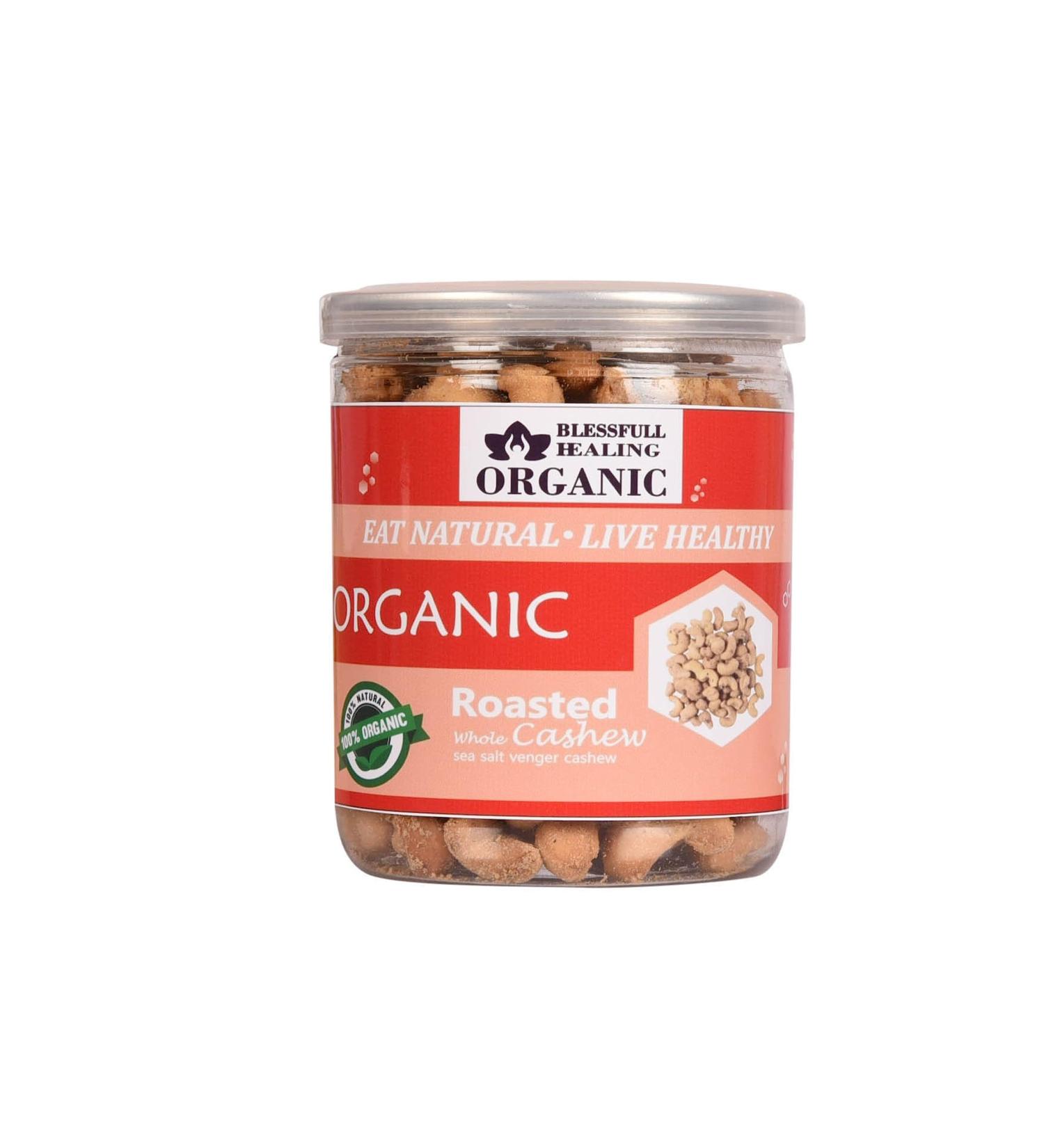 Blessfull Healing Organic Natural Vegan Sea Salt Vinegar Roasted Whole Cashew Nuts Crunchy Kaju 300 Gram - Buy Online on GoSupps.com