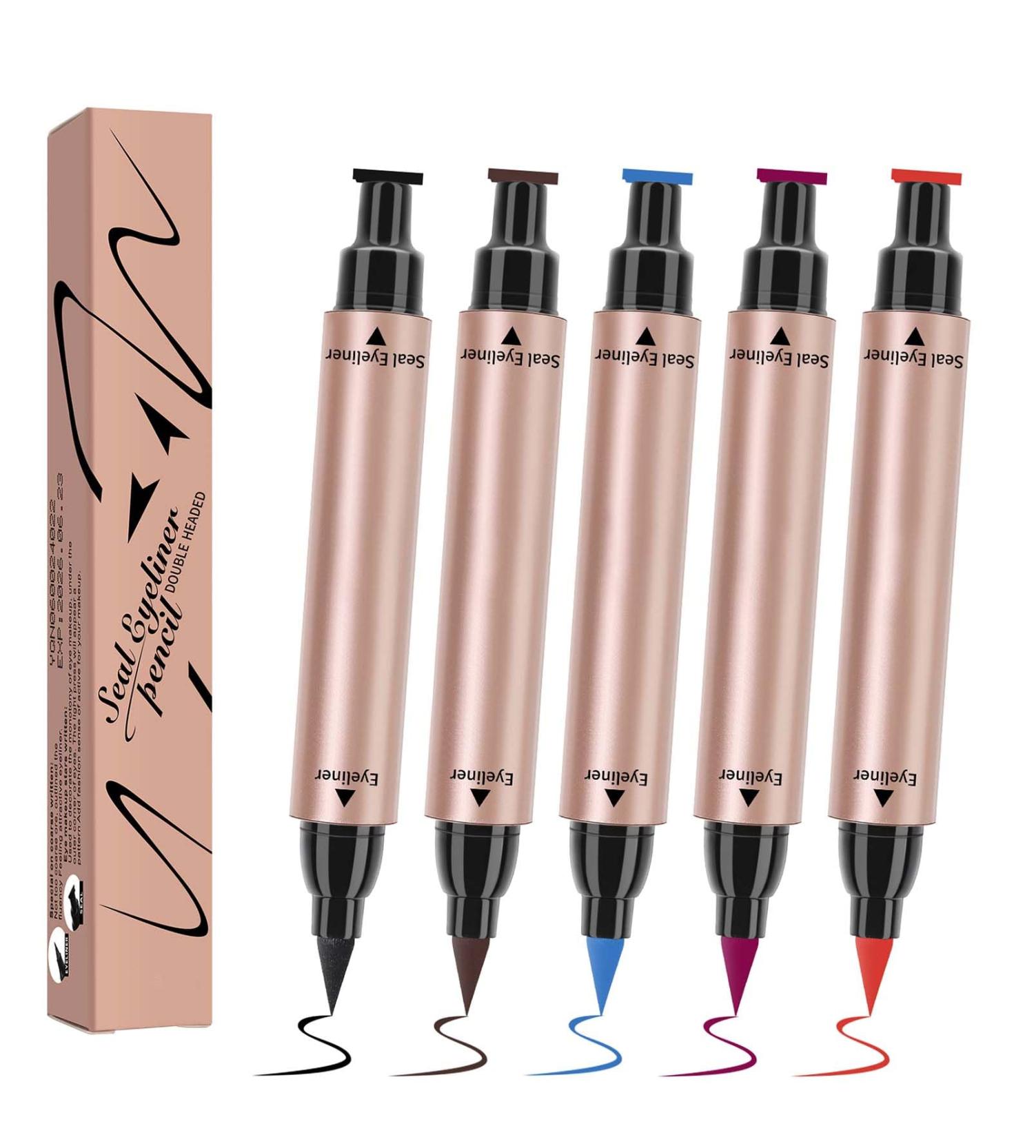 EONFAVE 2in1 Multicolor Matte Liquid Eyeliner Stamp 5 Colors Double Sided Waterproof and Durable Colorful Eyeliner - Buy Online on GoSupps.com
