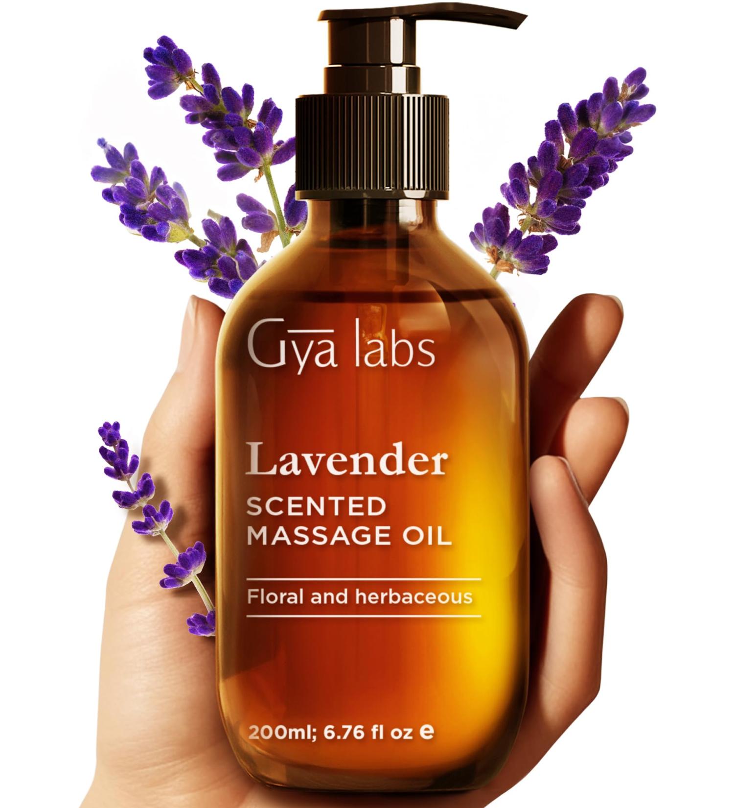 Gya Labs Huile de massage la lavande pour nuits douces - Huile de massage d'aromath rapie naturelle pour hommes et femmes - labor e partir de jojoba d'argan et de lavande - 100% pure (200 ml) - Buy Online on GoSupps.com