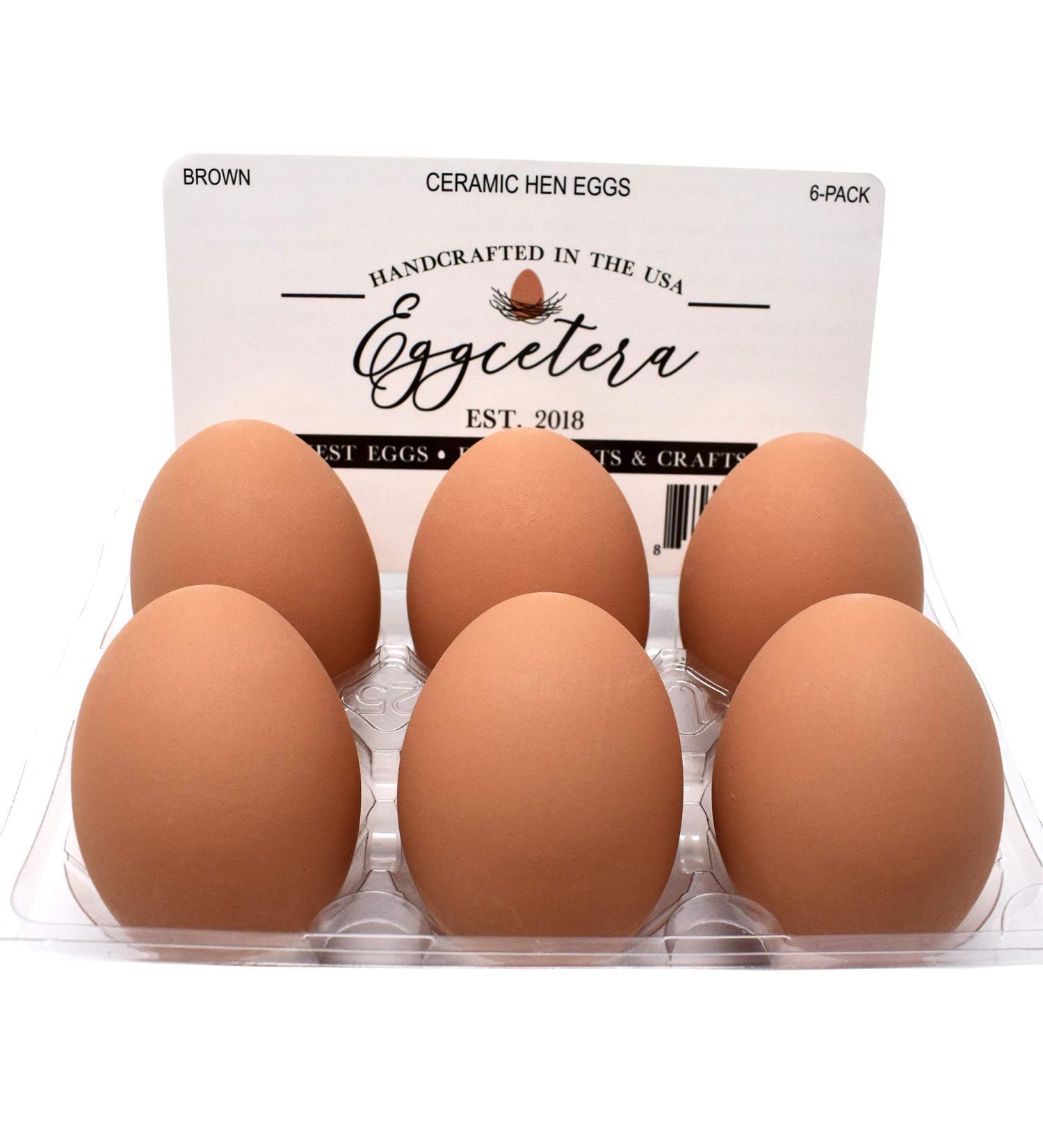 Eggcetera Ceramic Nest Eggs 6-Pack - Brown | Realistic Chicken Coop Decor - Buy Online on GoSupps.com