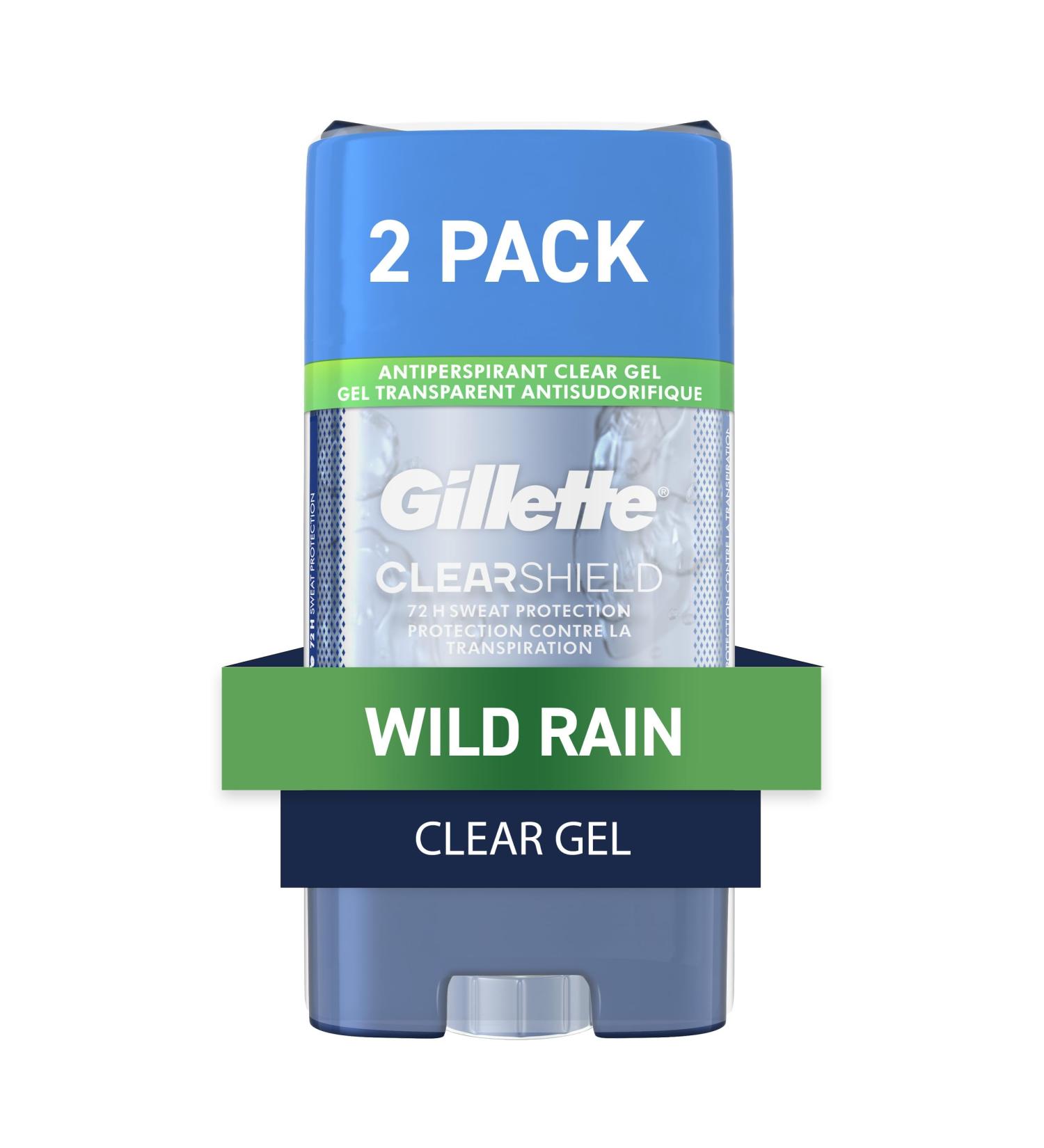 Gillette Antiperspirant Deodorant for Men Clear Gel with 72 Hr. Sweat Protection Wild Rain 216g Total (Pack of 2) Clear Gel Wild Rain 108 g (Pack of 2) - Buy Online on GoSupps.com