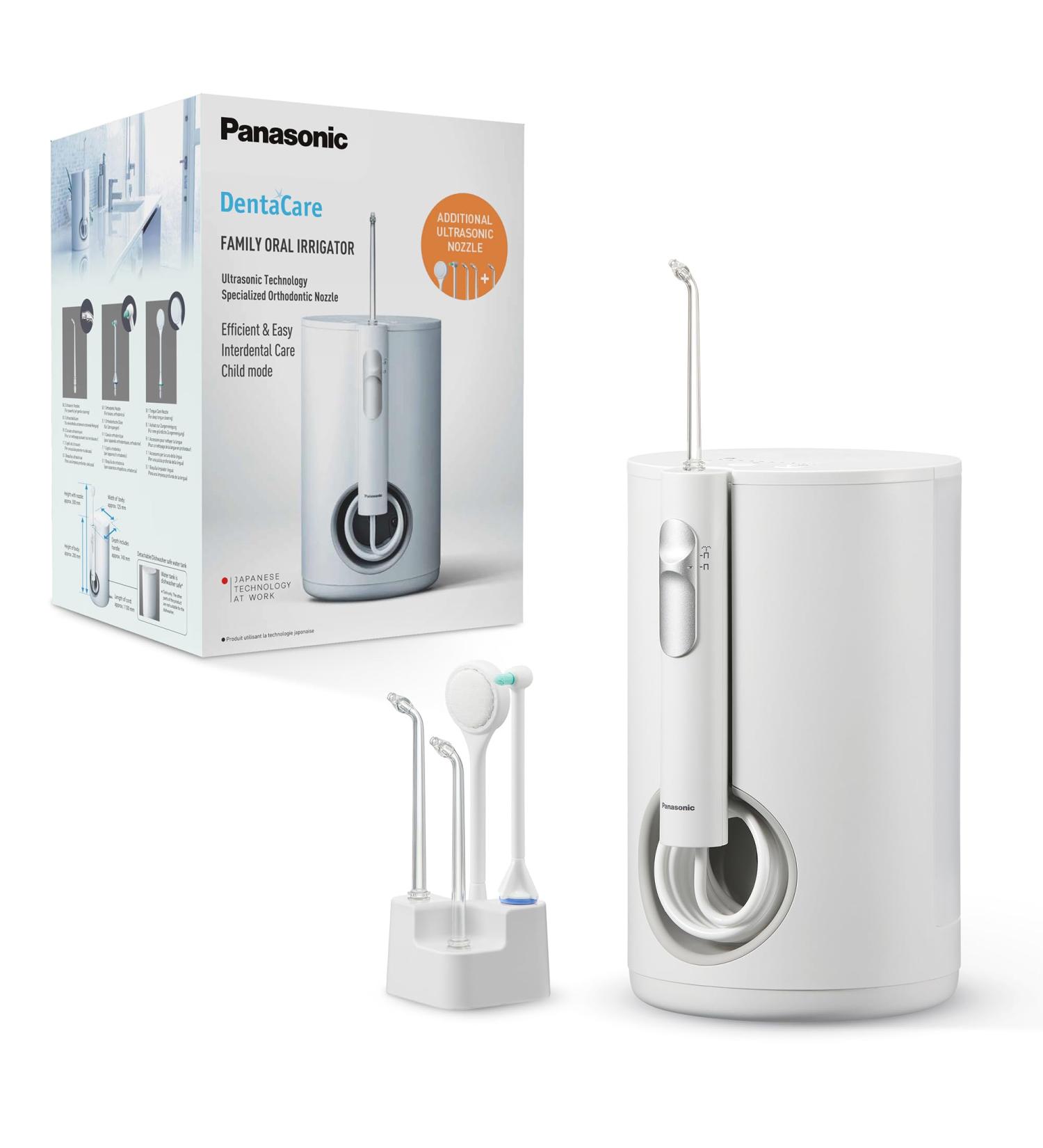 Panasonic EW1614AW503 Family Mouth Shower - Ultrasonic Teeth Cleaner with 10 Settings IPX7 Waterproof 5 Nozzles Kids Mode - Perfect for Orthodontics - Buy Online on GoSupps.com