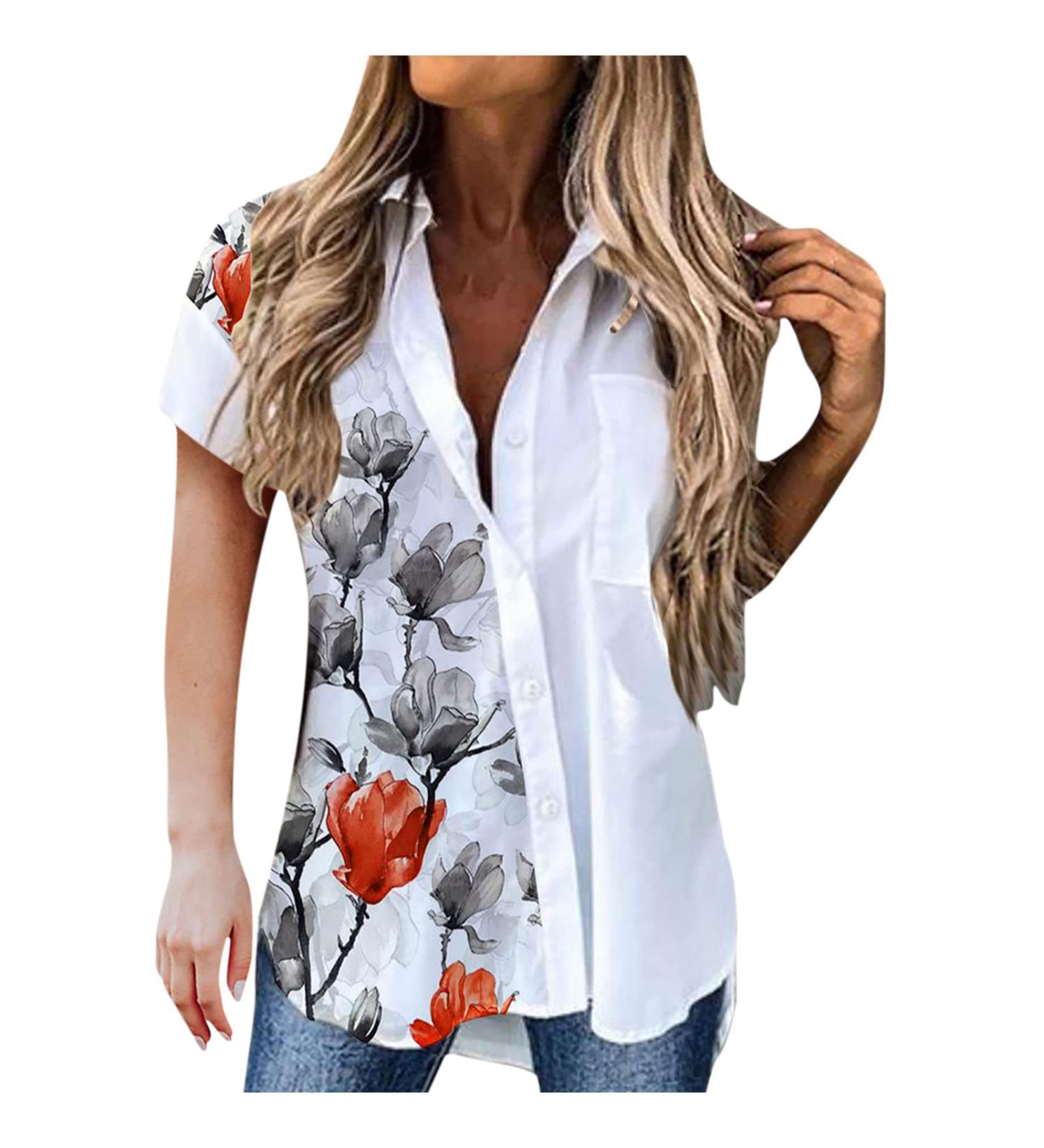 Ganfancp Women's Floral Print Cardigan Top - White-64 XX-Large - Buy Online on GoSupps.com
