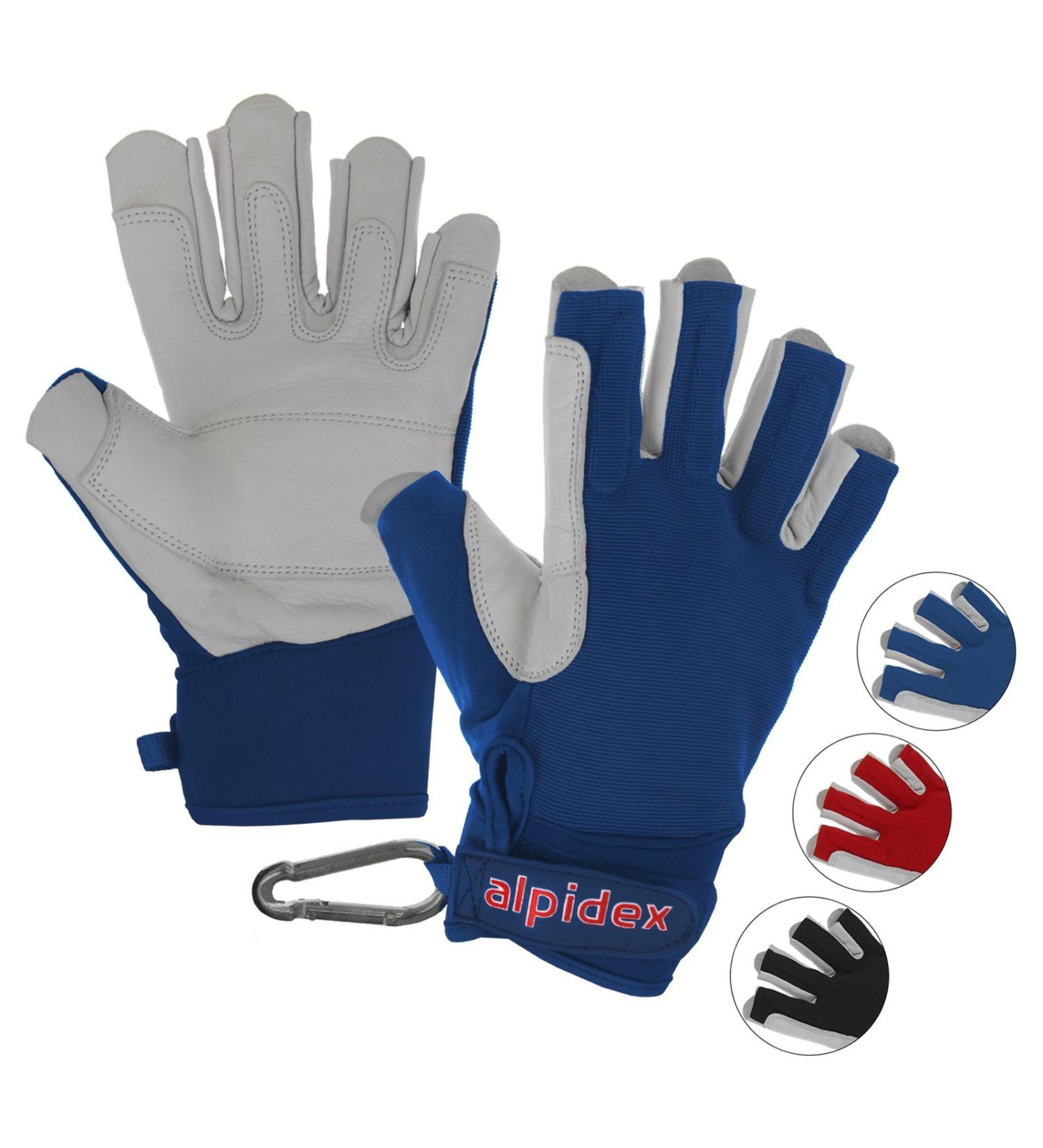 ALPIDEX Unisex Via Ferrata Gloves - Real Leather Half Finger Climbing Gloves in Wild Blue - Perfect for Adventure - Buy Online on GoSupps.com