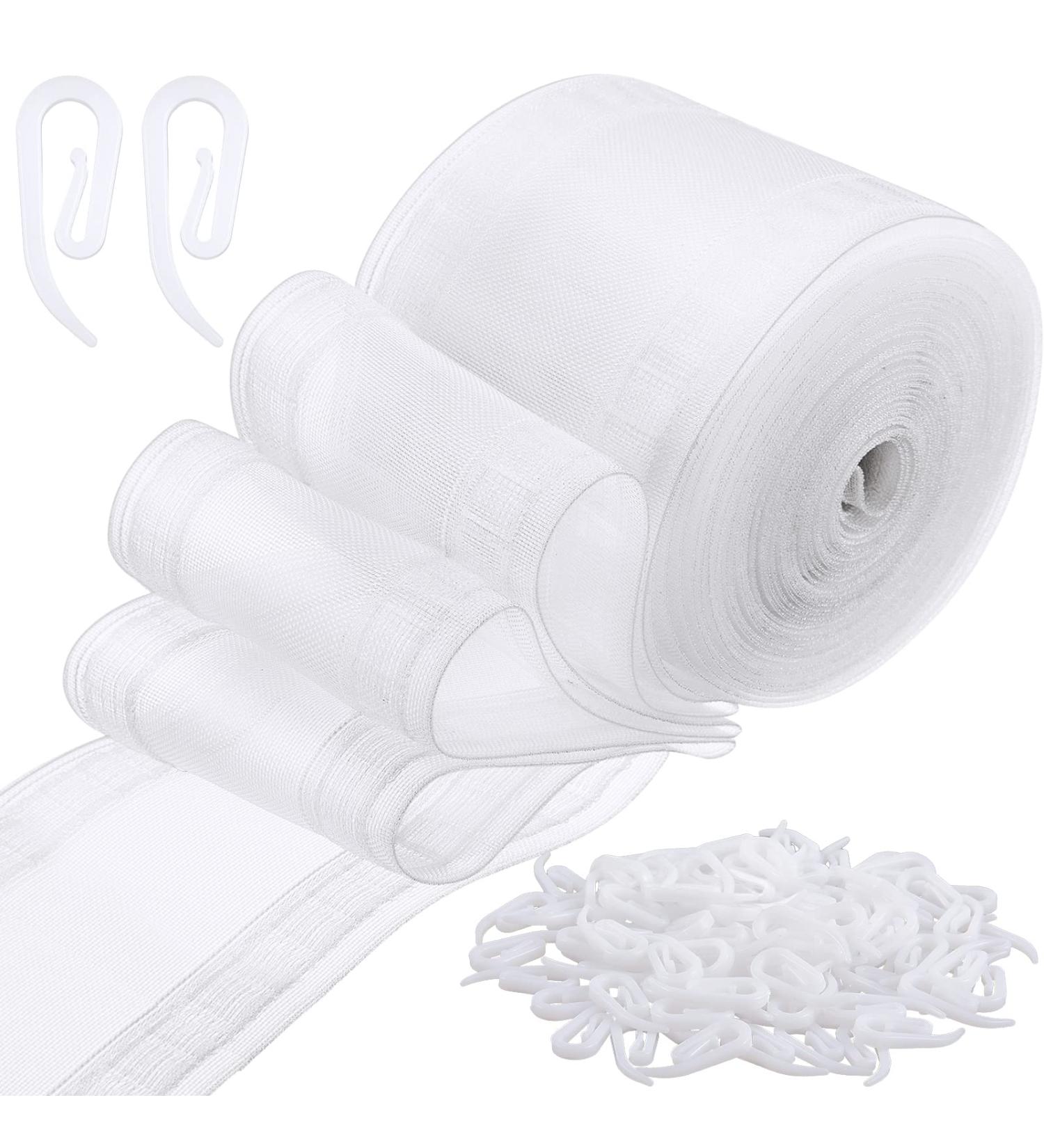 Transparent Wave Pleat Tape for Curtains - 10 Yards/100 Hooks Drapery Tape - Buy Online on GoSupps.com