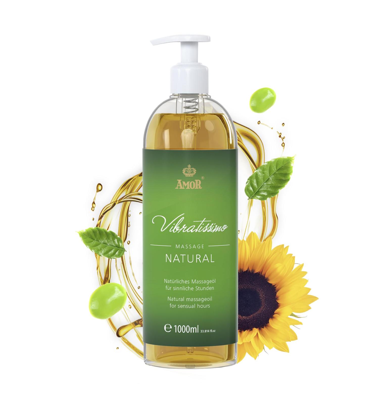 Vibratissimo Natural - Massage Oil for Sensual Pleasure Love Oil Erotic Oil 1000ml Natural 1 l (Pack of 1) - Buy Online on GoSupps.com