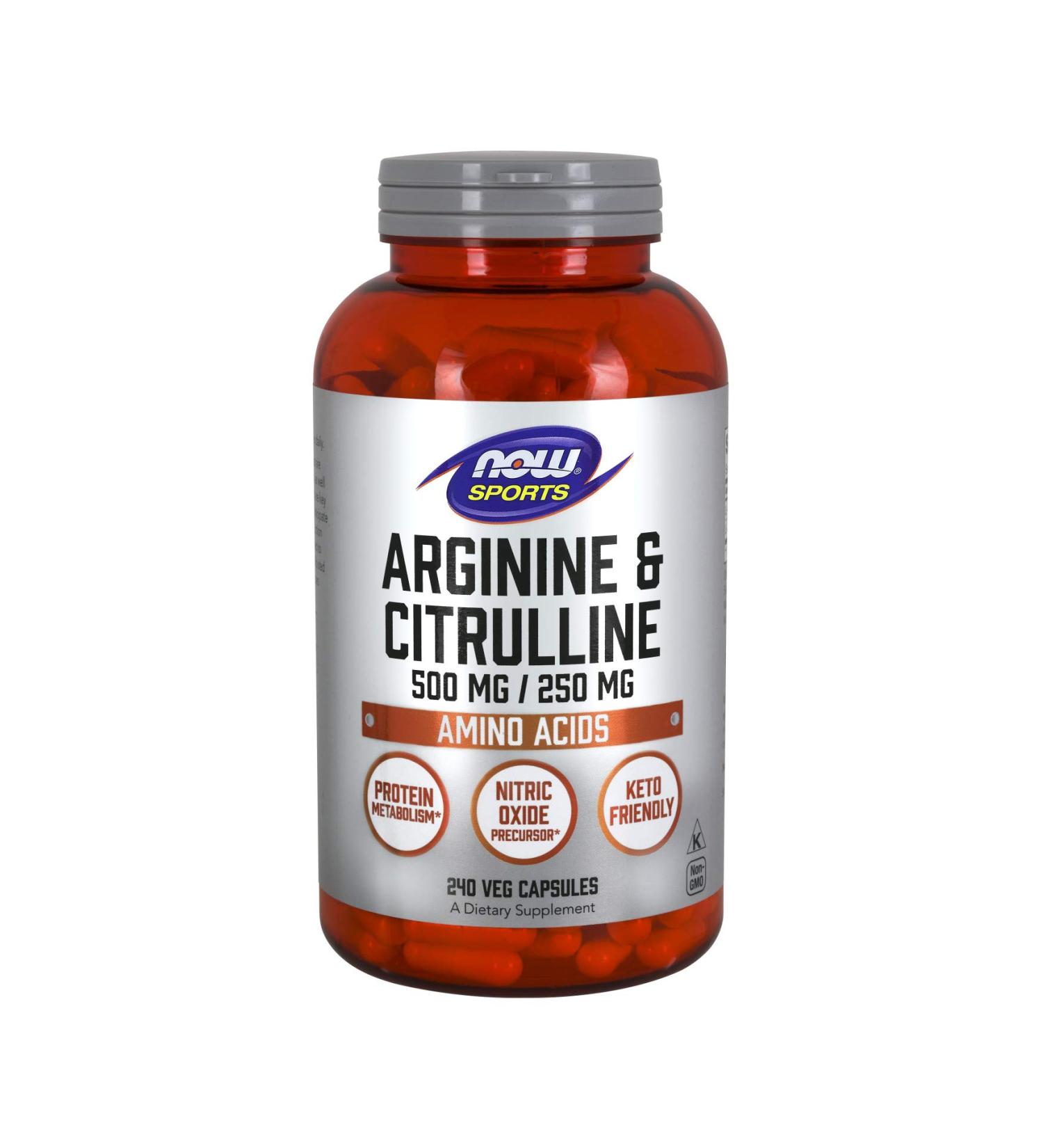 Now Foods Sports Arginine & Citrulline - 240 Veg Capsules for Enhanced Performance - Buy Online on GoSupps.com