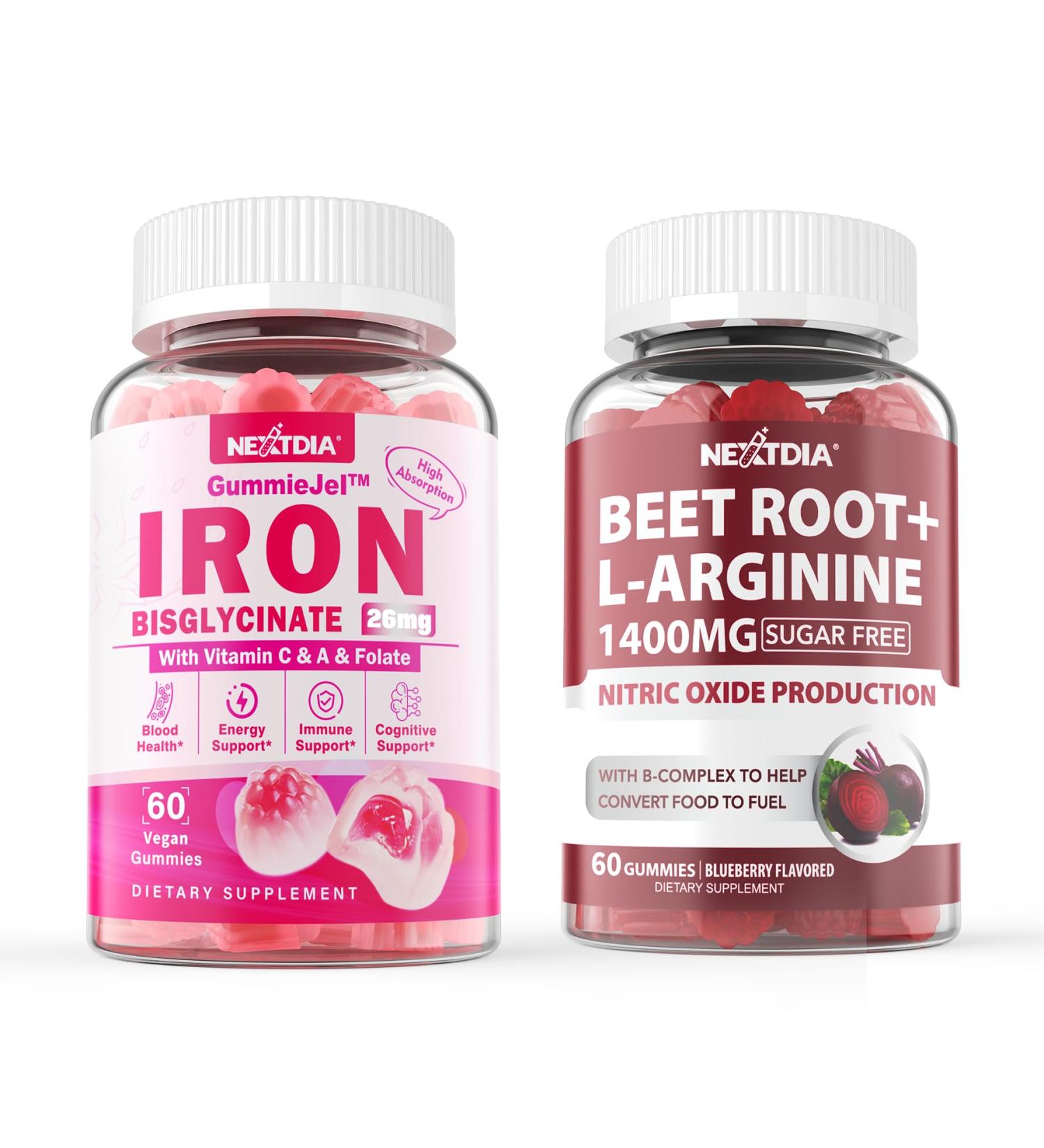 Nextdia Iron Filled Gummies 26mg + Beet Root Gummies - Buy Online on GoSupps.com