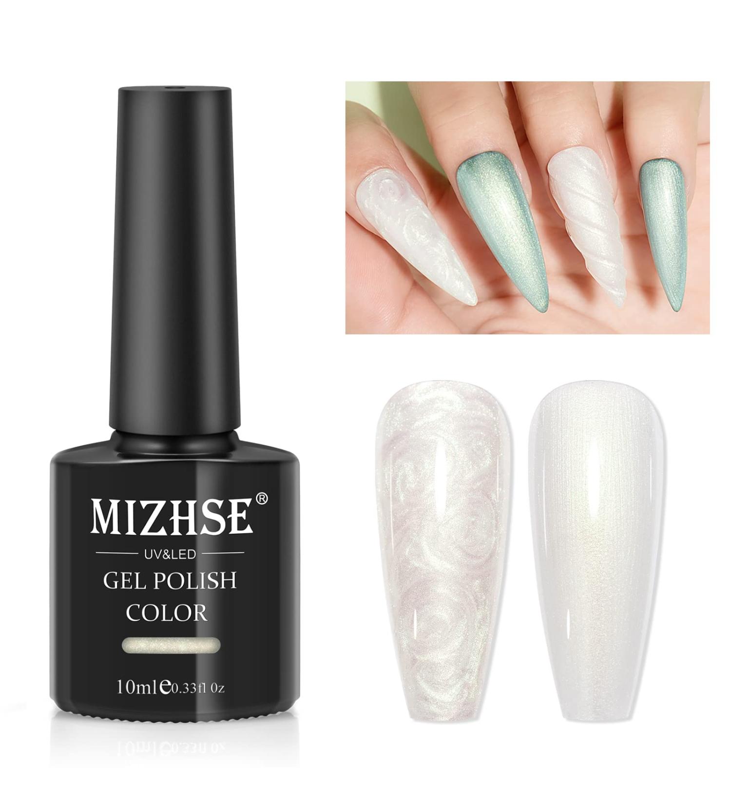 MIZHSE Pearl Top Coat Gel Nail Polish - Mermaid Glitter 2-in-1 Soak Off UV LED Gel for DIY & Salon Use (10ml - Buy Online on GoSupps.com