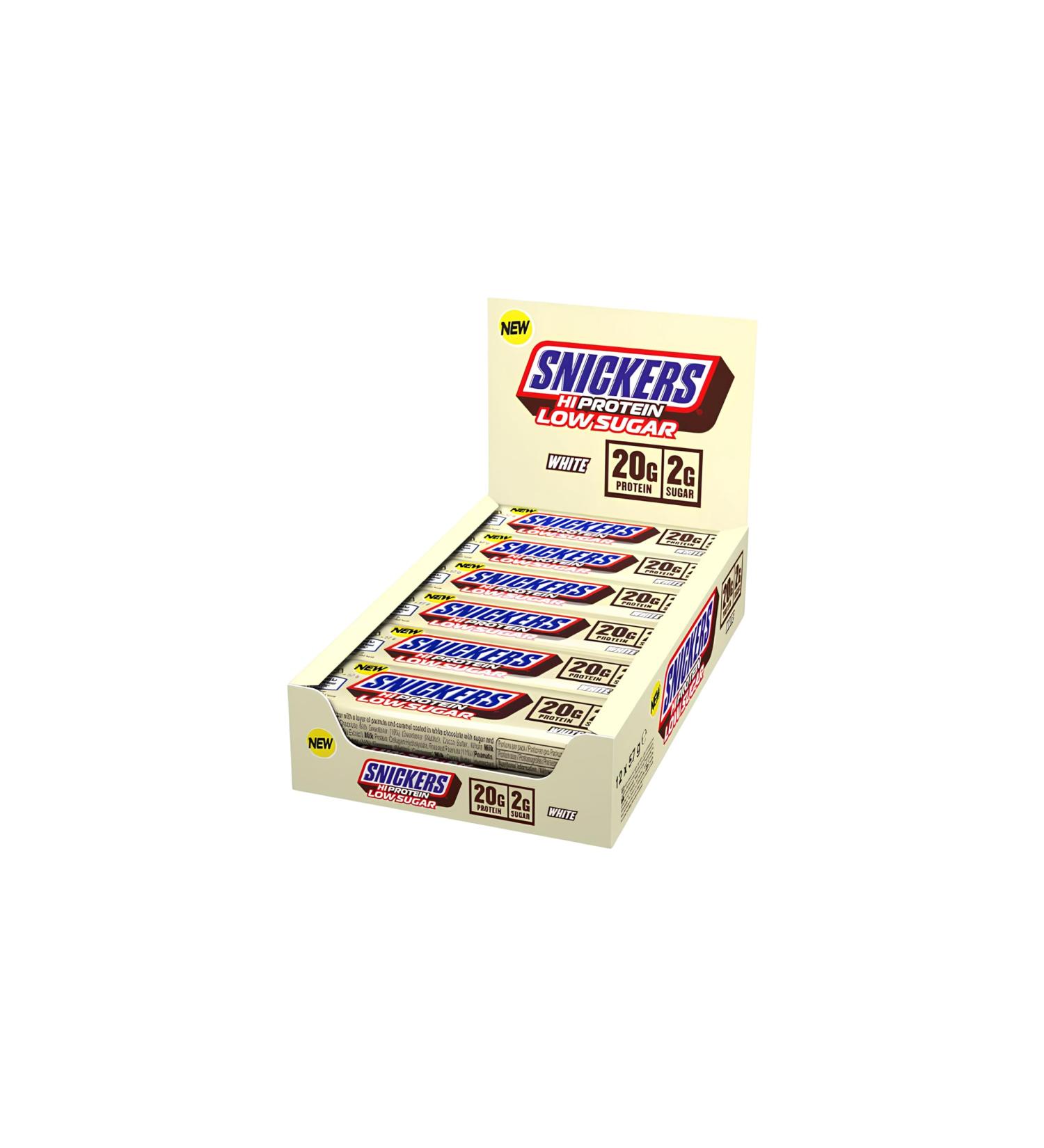 Snickers high protein bar protein bar little sugar only 1.9g sugar per bar gift for athletes and fitness 12 x 57g (Snickers White Low Sugar)
