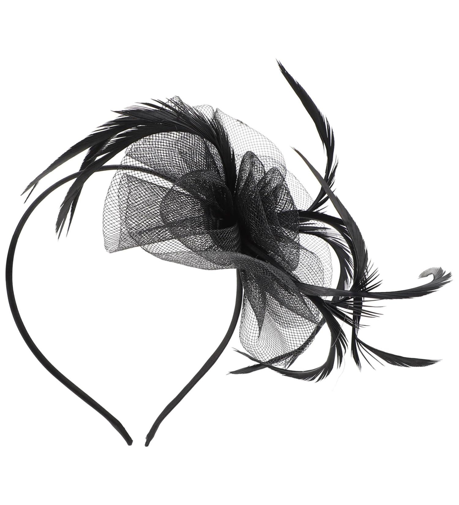 Uonlytech Hair Hoop Elegant Mesh Hair Clip Tea Party Headband Black Fascinator Hat for Women Bridal Halloween - Buy Online on GoSupps.com