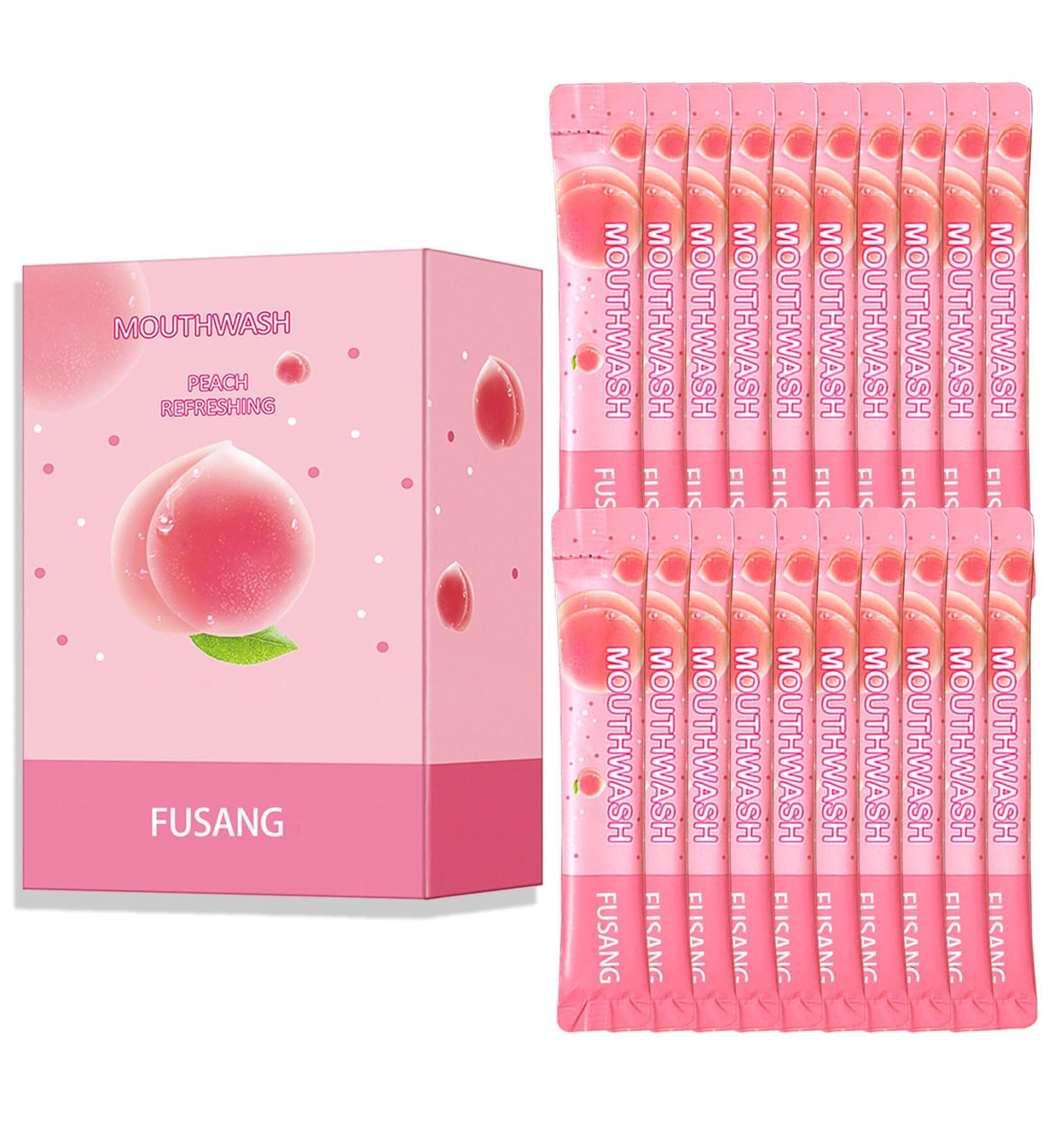 Travel Size Mouthwash 20 Pack - Peach Flavored Mini Fresh Breath Toiletries | Portable Hotel Essentials - Buy Online on GoSupps.com