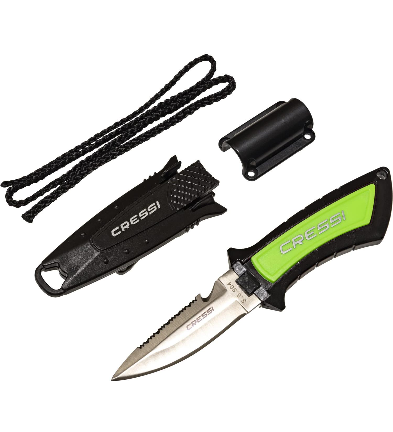 Cressi Lima Short Blade Knife for Scuba Diving and Spearfishing | Quick-Release Sheath & Hose Holder | Italian Design in Lime - Buy Online on GoSupps.com
