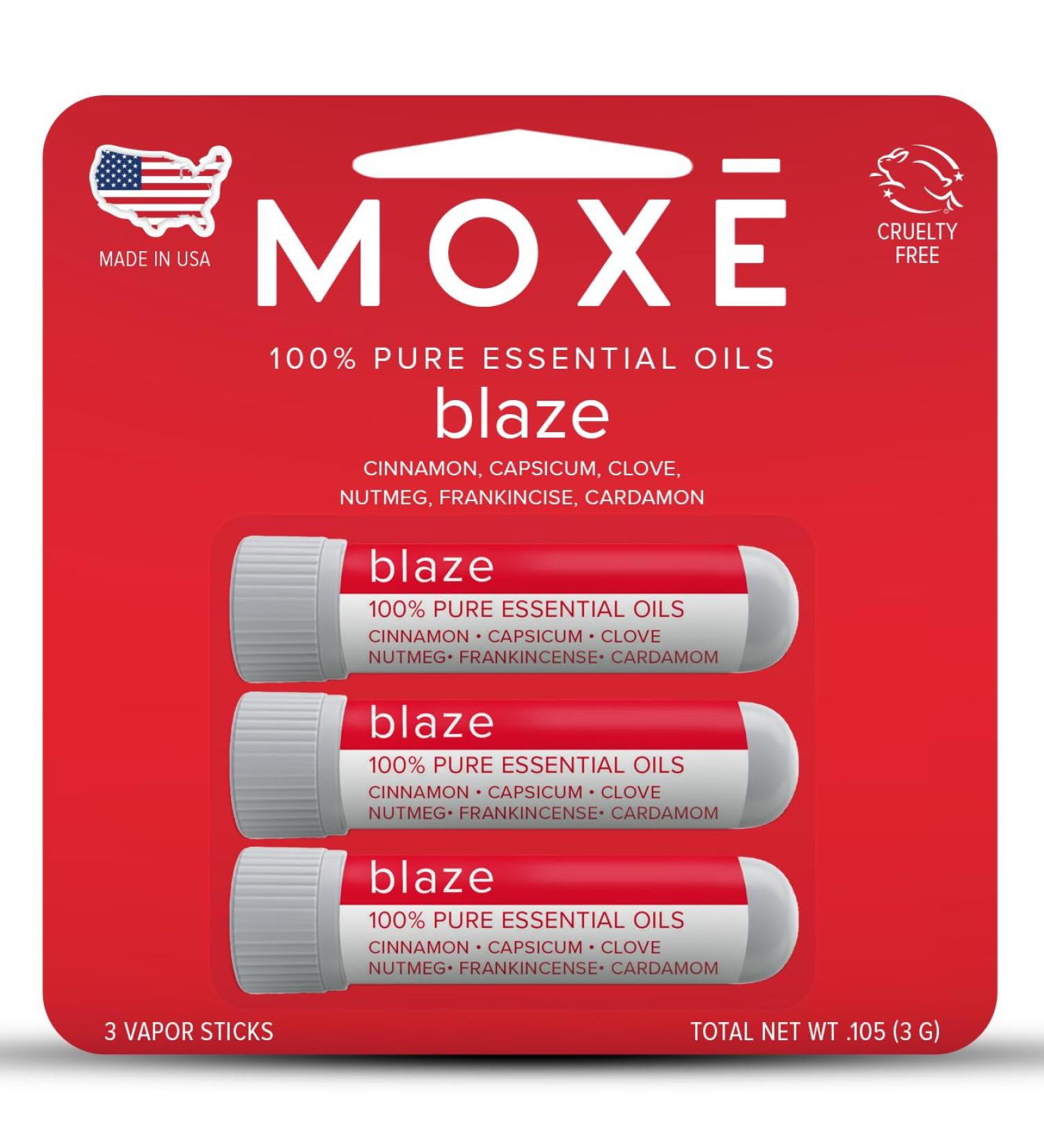 MOXE Blaze Nasal Stick | Calming Comfort + Mental Balance | Thieves Oil Inhaler Provides Soothing Spicy Sensation | Aromatherapy Inhaler with 100% Pure Essential Oils Frankincense (3 Pack)  - Buy Online on GoSupps.com