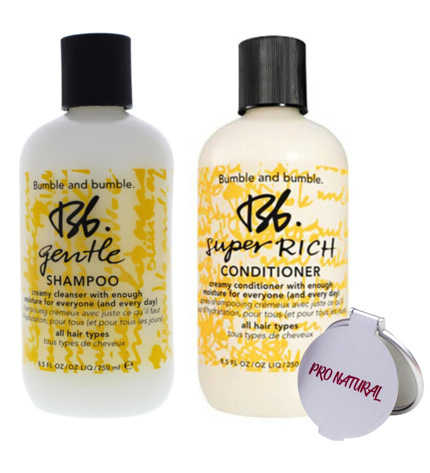 Bumble and Bumble Gentle Shampoo & Super Rich Conditioner 8.5oz Bundle with Pro Natural Mirror - Buy Online on GoSupps.com