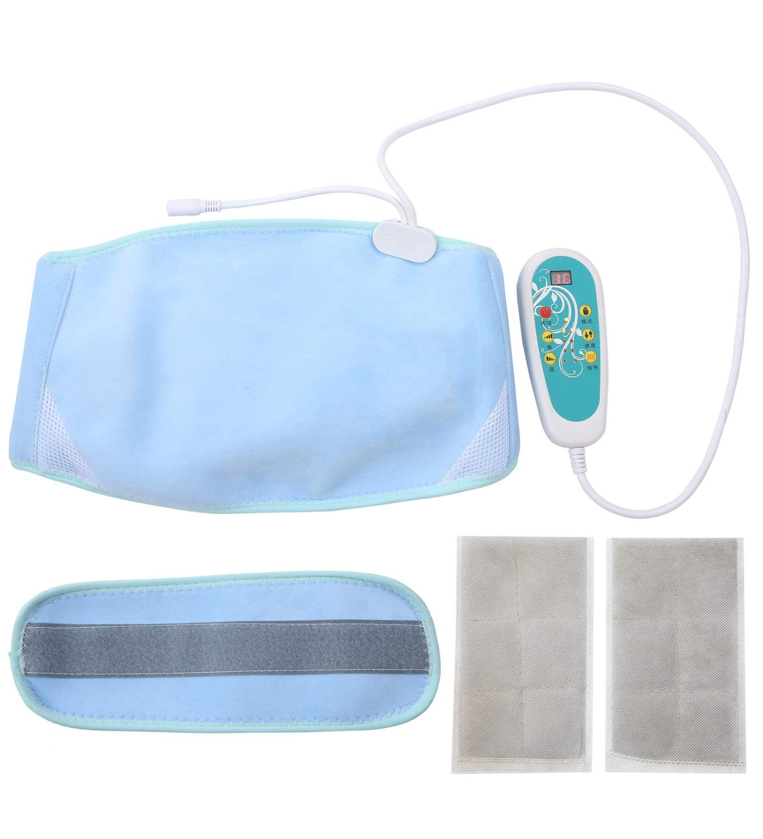 Plplaaoo Heating Belly Belt with Vibration Massage - Portable Adjustable Lower Back Cushion & Heated Moxibustion Support (EU Plug) - Buy Online on GoSupps.com