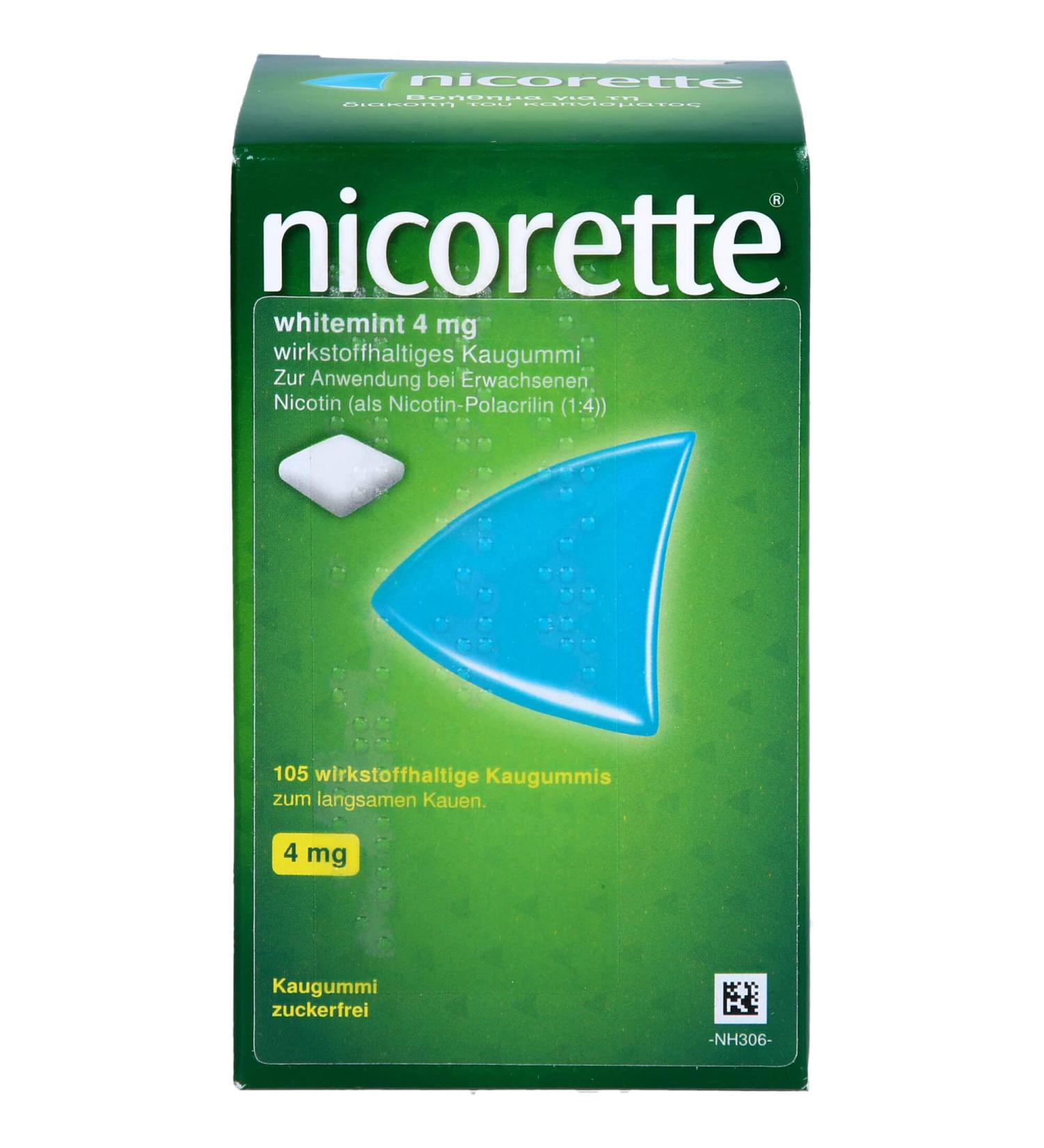 Nicorette 4mg Whitemint Chewing Gum 105 Pieces for Smoking Cessation | Fast International Shipping - Buy Online on GoSupps.com