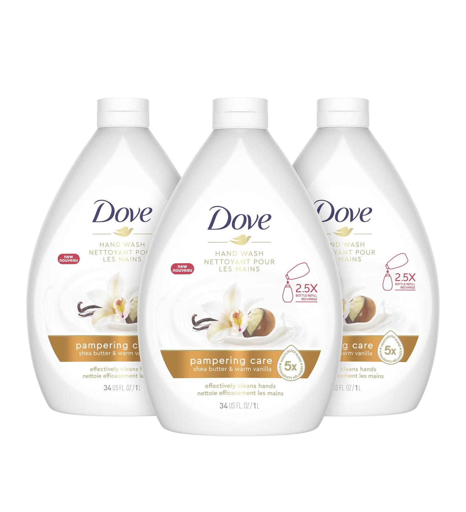 Dove Pampering Care Hand Wash 3-Pack - Shea Butter & Warm Vanilla Cleanser - 34 oz - For Clean & Softer Hands - Washes Away Dirt & Germs - Buy Online on GoSupps.com