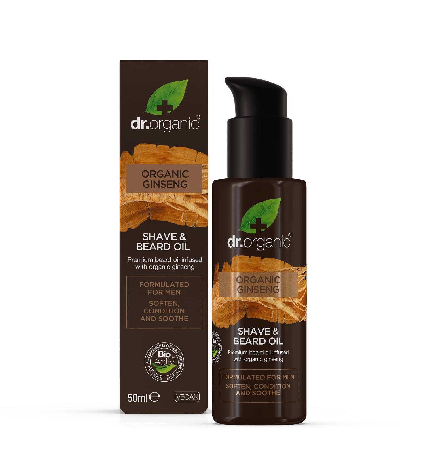 Dr Organic Ginseng Beard Oil Soften Condition Soothe Natural Vegan Cruelty-Free Paraben & SLS-Free Organic 50ml - Buy Online on GoSupps.com