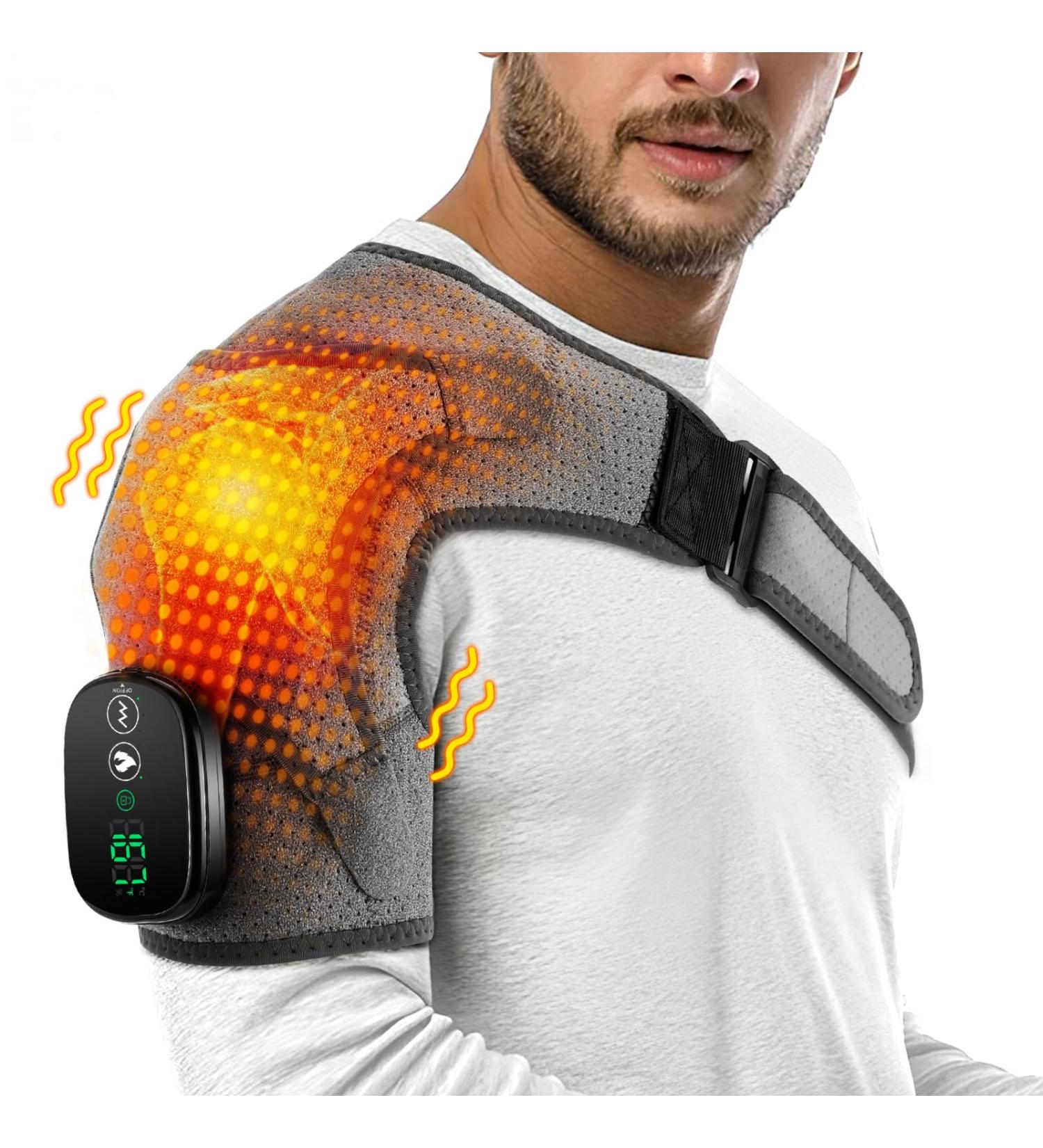 AFDEAL Cordless Heated Shoulder Brace - Shoulder Heating Pad & Massager for Men & Women | Ideal for Pain Relief - Buy Online on GoSupps.com