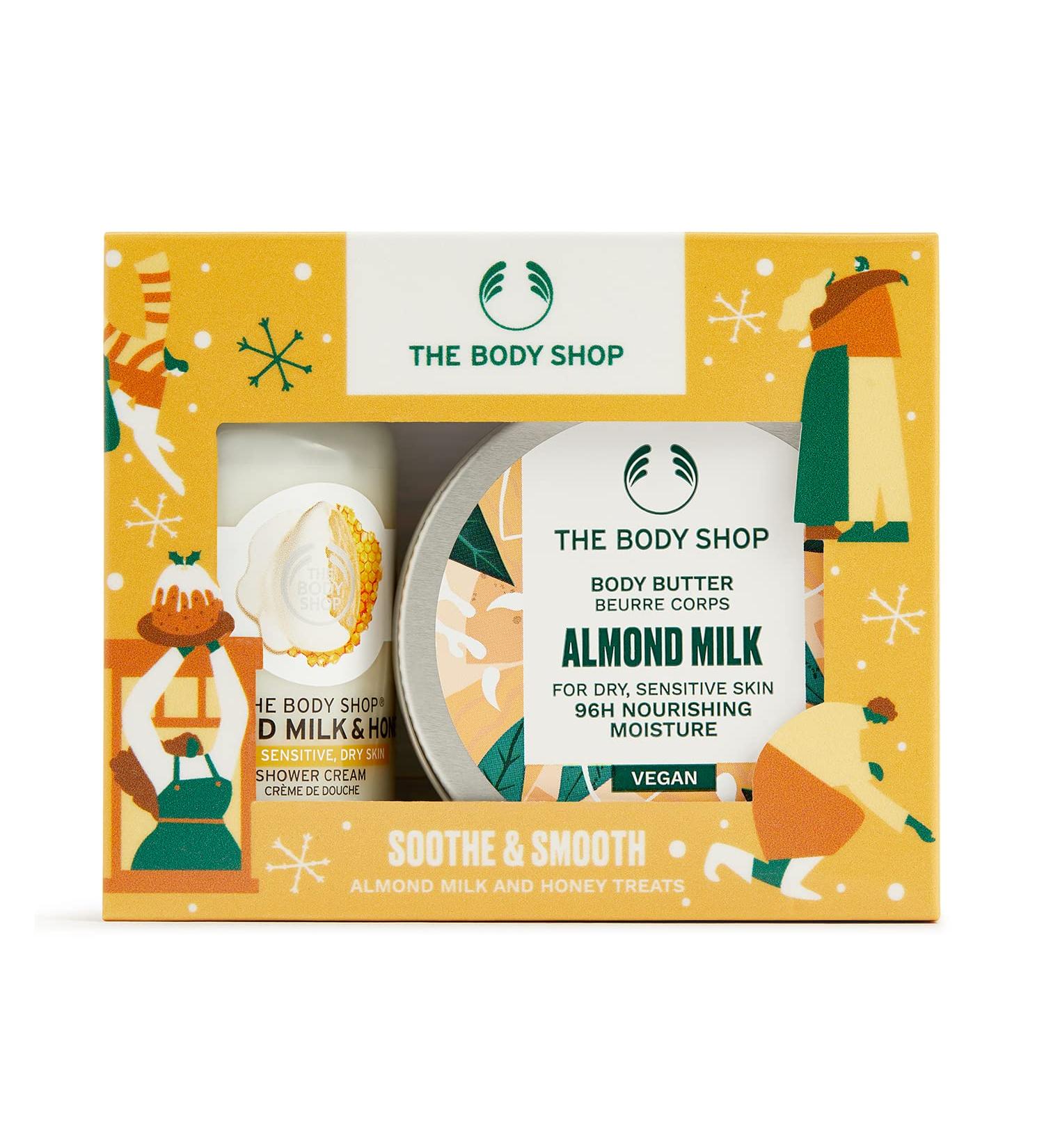 The Body Shop Almond Milk & Honey Treats Gift Set - Hydrating Skincare for Dry & Sensitive Skin | 2-Piece Nutty Set - Buy Online on GoSupps.com