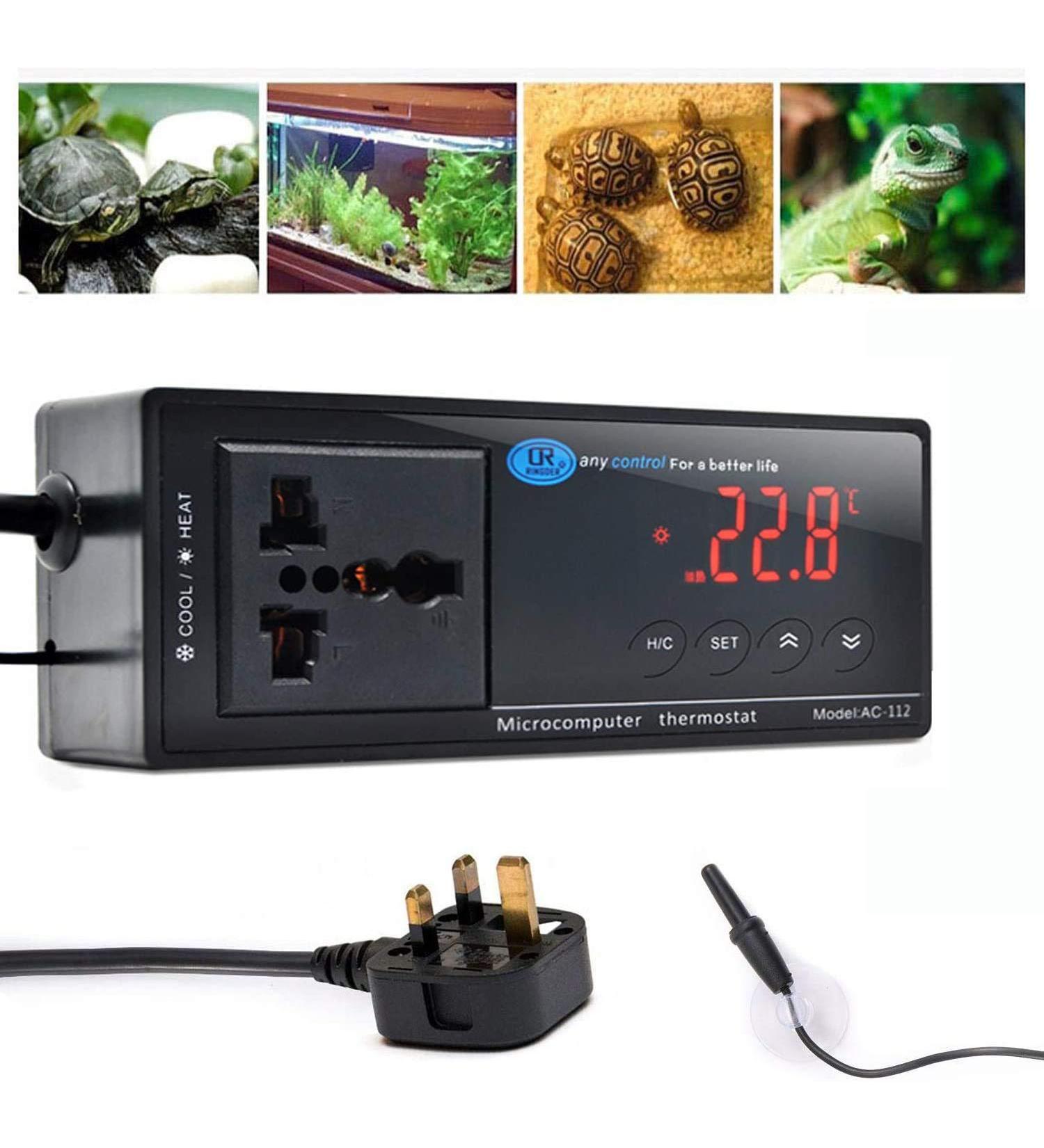 AWITHZ Reptile Thermostat Temperature Controller Outlet for Terrarium Heaters - Digital LED with Suction Cup for Reptiles and Aquariums - Buy Online on GoSupps.com