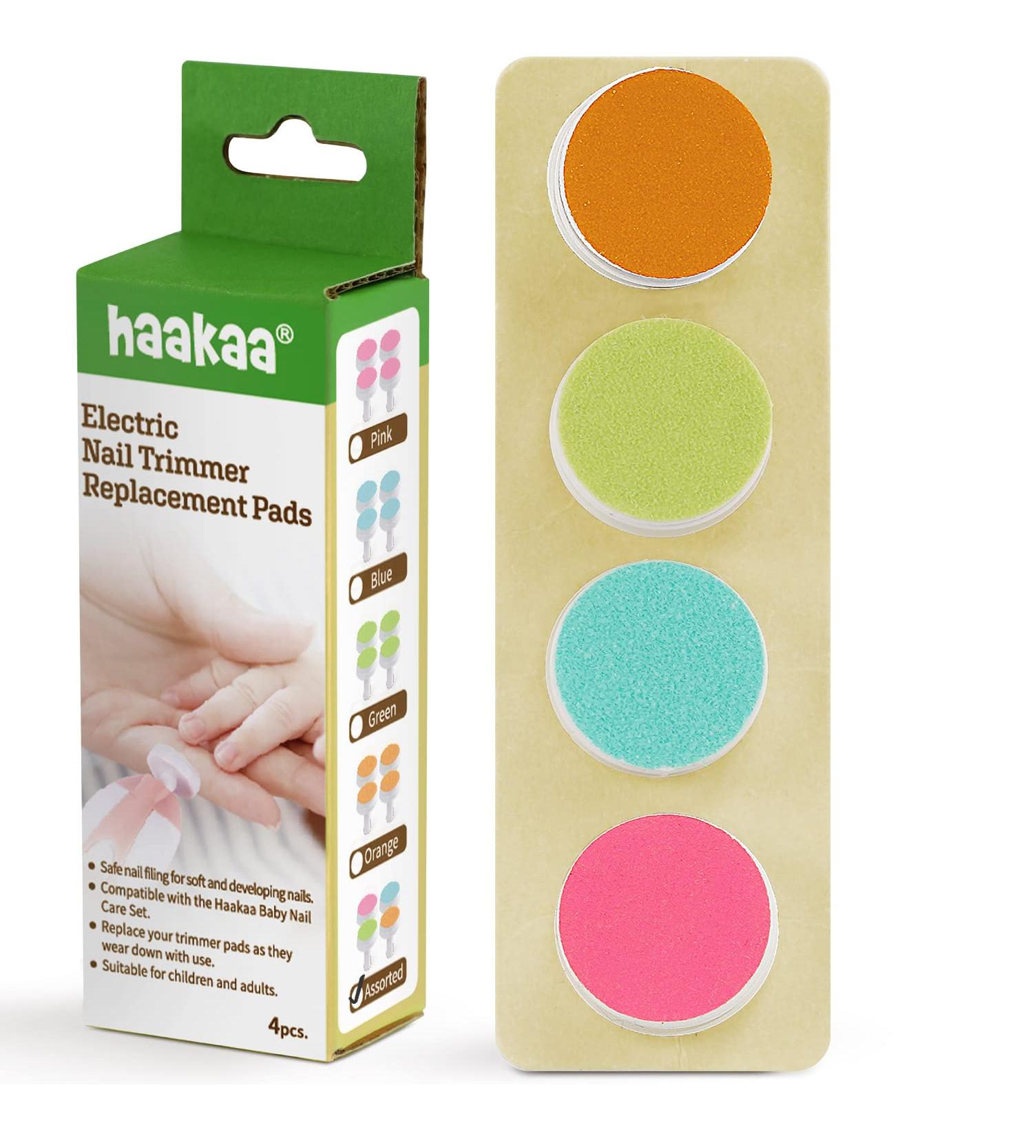 Haakaa Baby Nail Trimmer Replacement Pads - 4 Electric Grinding Heads for Standard Kid Nail Trimmer - Newborn to Toddler - Multicoloured (4pcs) - Buy Online on GoSupps.com