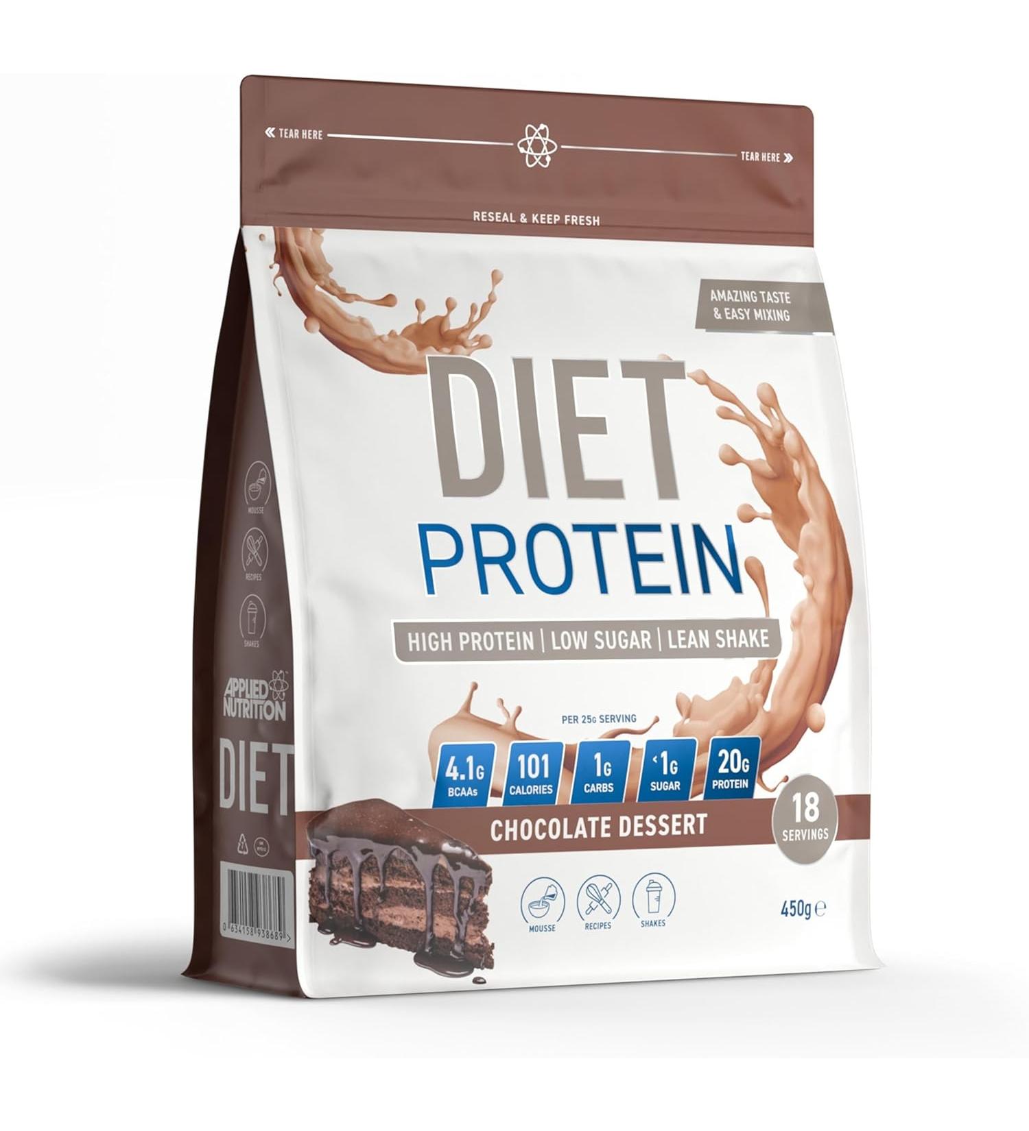 Applied Nutrition Diet Whey High Protein Powder Supplement - Chocolate Dessert 450g - Weight Management with CLA, L Carnitine, Green Tea - 18 Servings - Buy Online on GoSupps.com