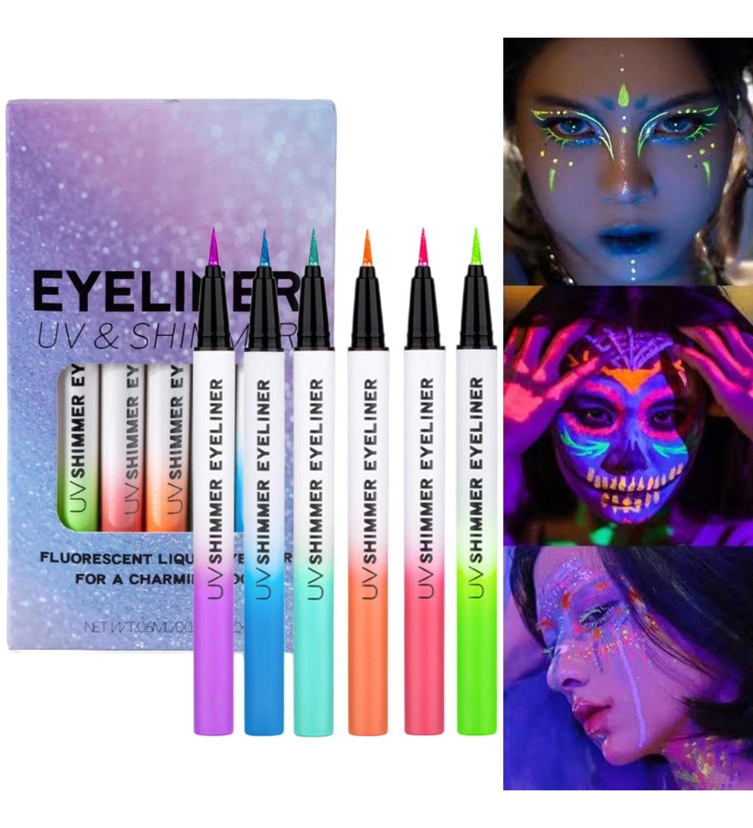 Colored Liquid Eyeliner 6 Parts Smooth Water Resistant Eye Pencil Long Lasting Intense Pigment Shiny Gel Make Up Pen for Party Dance Night Daily Use - Buy Online on GoSupps.com