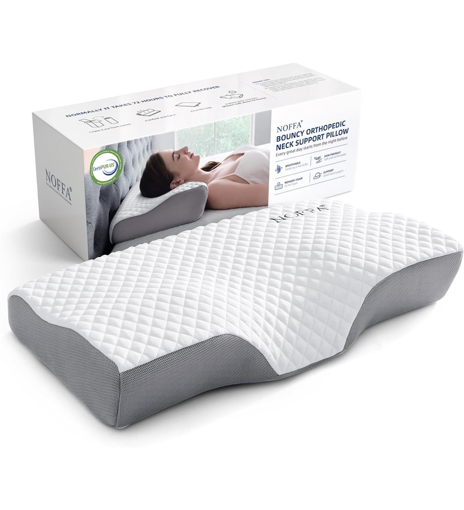  NOFFA Orthopedic Pillow for Neck Pain Relief - Blue - Medium - Buy Online on GoSupps.com