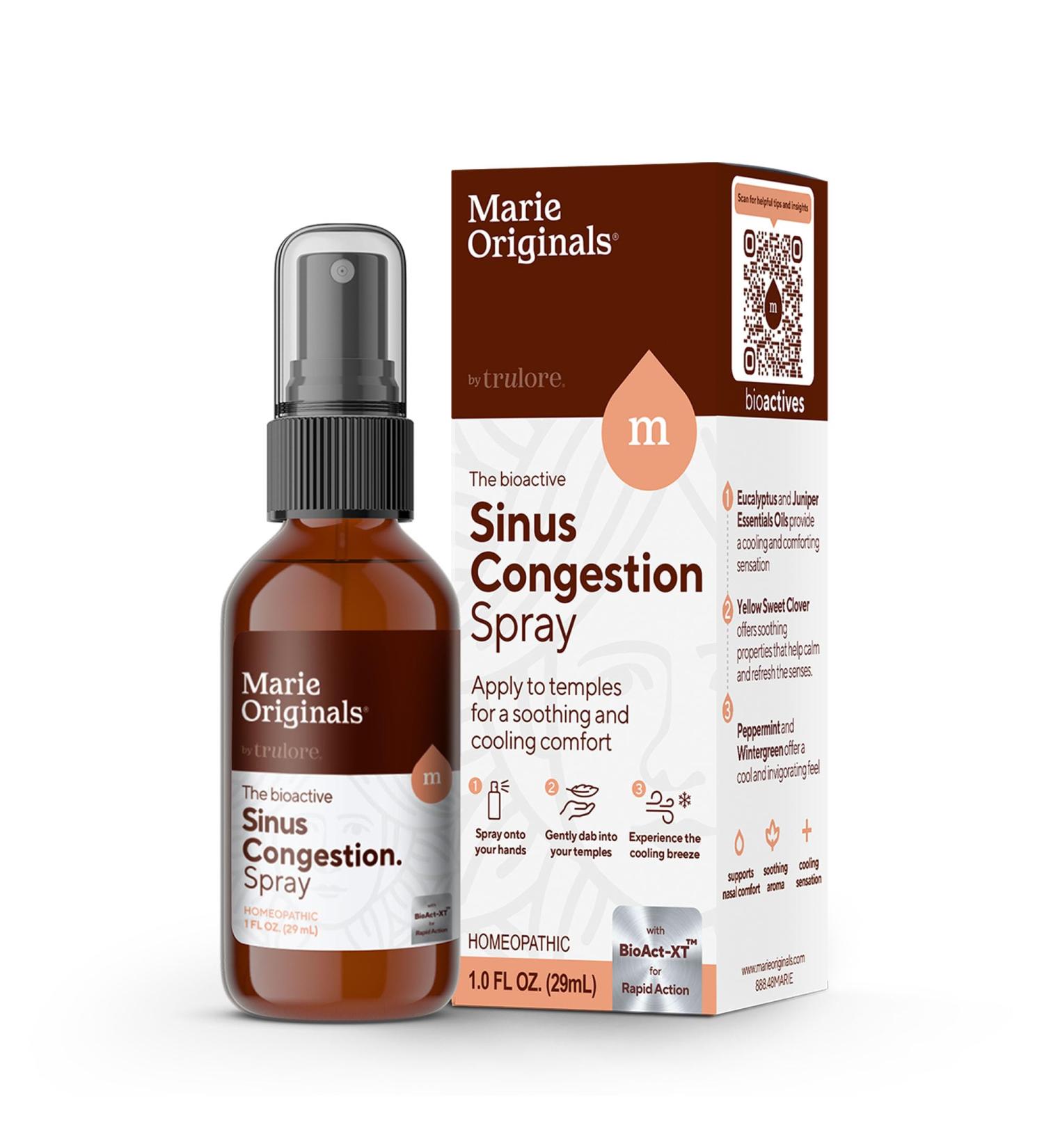 Marie Originals Sinus Relief Spray Natural Topical Decongestant with Essential Oils for Sinus Discomfort Travel Nasal Spray Alternative with Eucalyptus Peppermint & Yellow Sweet Clover 1 FL OZ - Buy Online on GoSupps.com