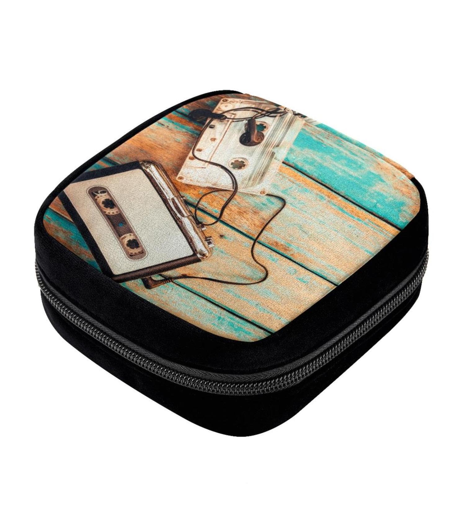 GIAPB Period Bag Sanitary Napkin Storage & Makeup Pouch | Vintage Radio Design | Wooden Background | Color3820 - Buy Online on GoSupps.com