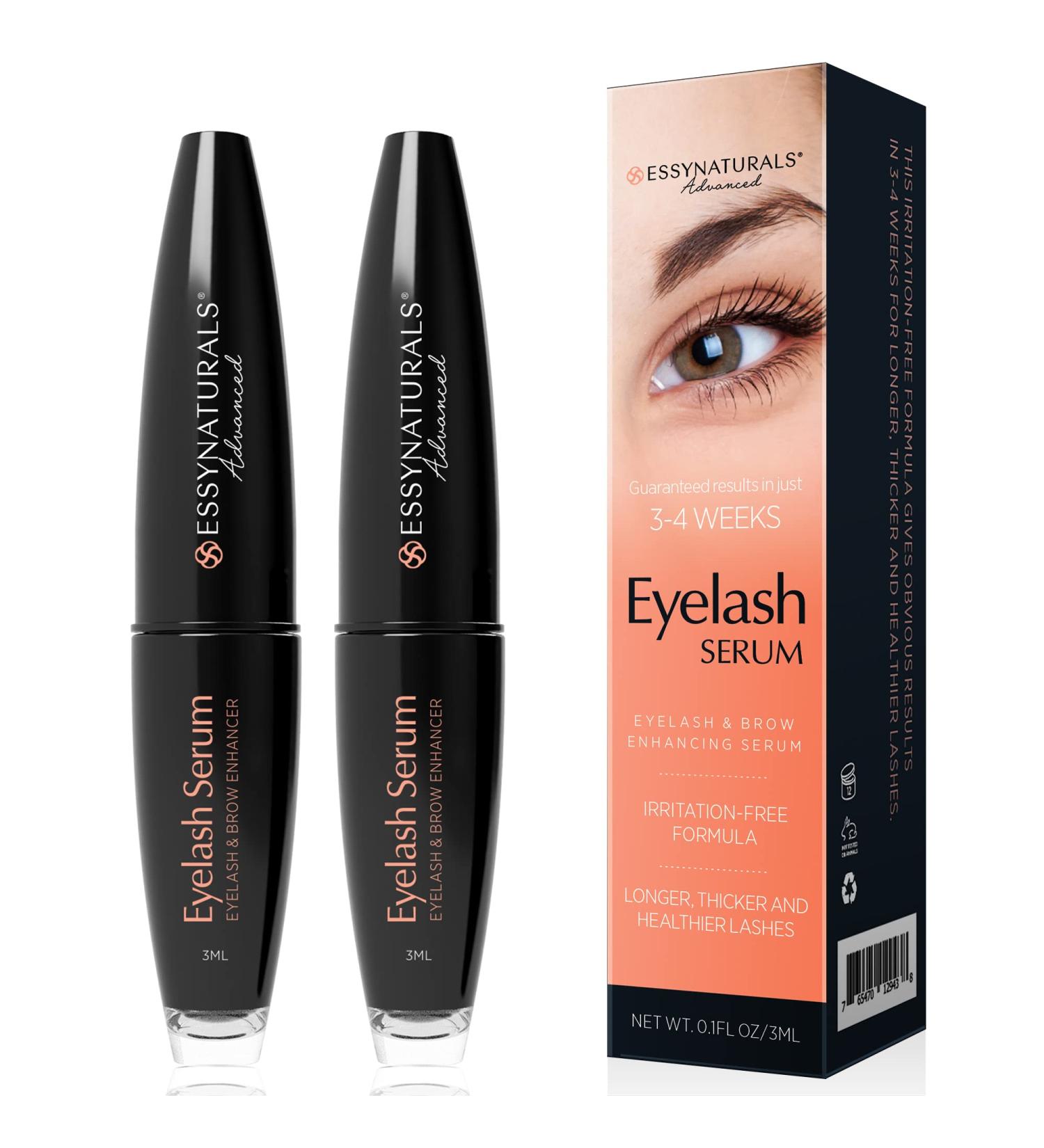 EssyNaturals Eyelash and Brow Growth Serum - Irritation-Free Formula - 2 Pack - Buy Online on GoSupps.com