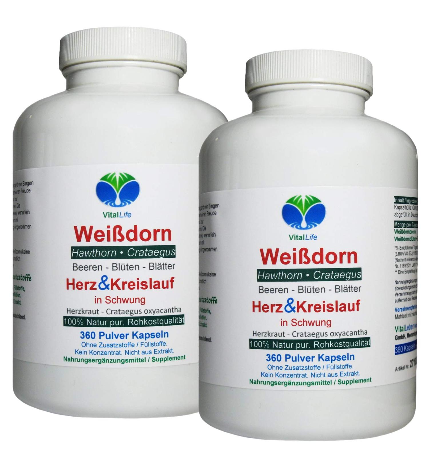 Windendorn hawthorn cardiovascular 720 capsules 2x360 "heart herb" natural pure hawthorn berries & hawthorn leaves & hawthorn flowers without additives 27100-6 173 g (2 pack)