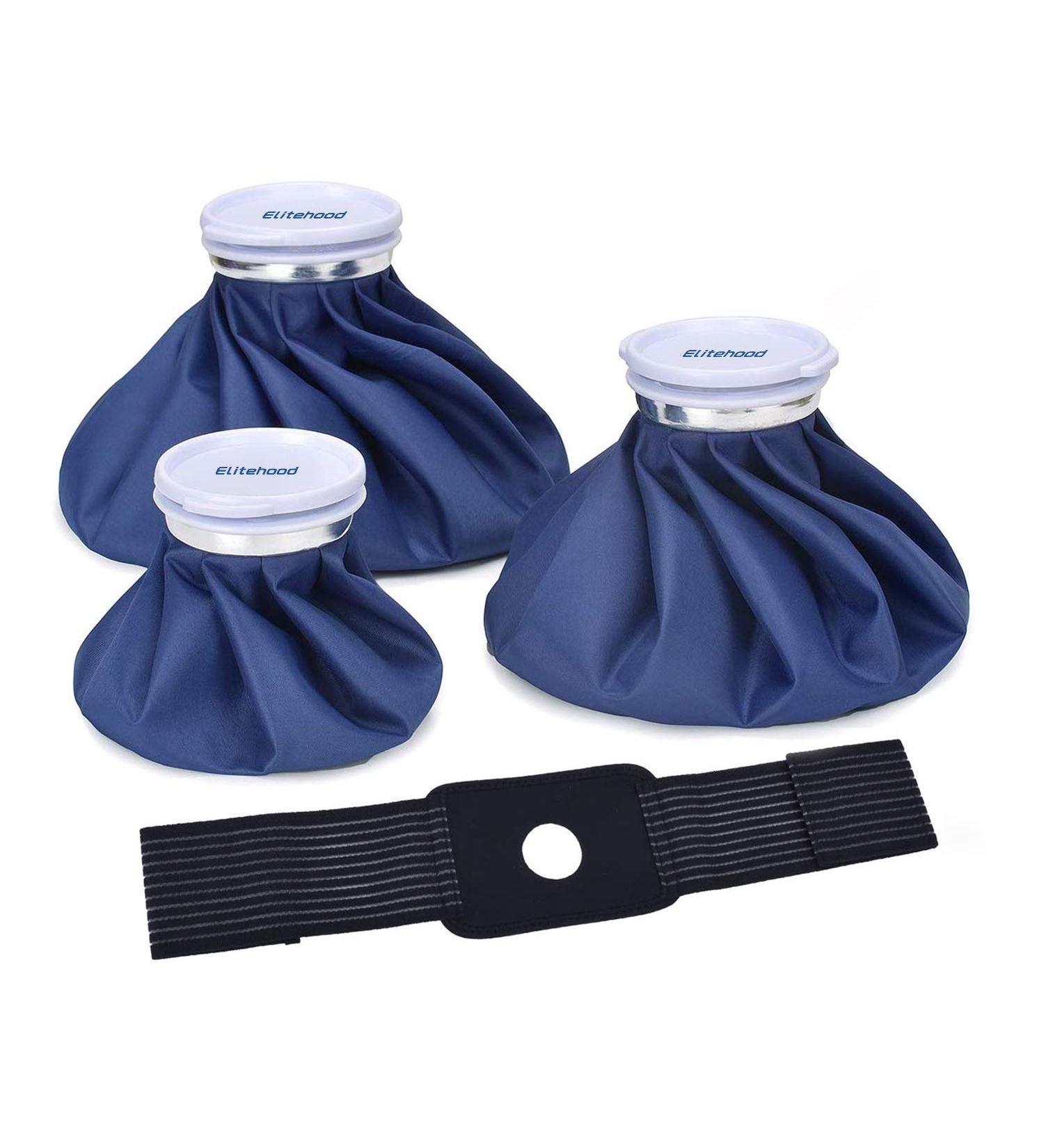 Elitehood Reusable Ice Bags Hot/Cold Therapy Pack - 4-Pack, 3 Sizes (6/9/11 inches) for Injuries, Pain Relief - Elastic Breathable Support Wrap - Hot Therapy 50-60 - Buy Online on GoSupps.com