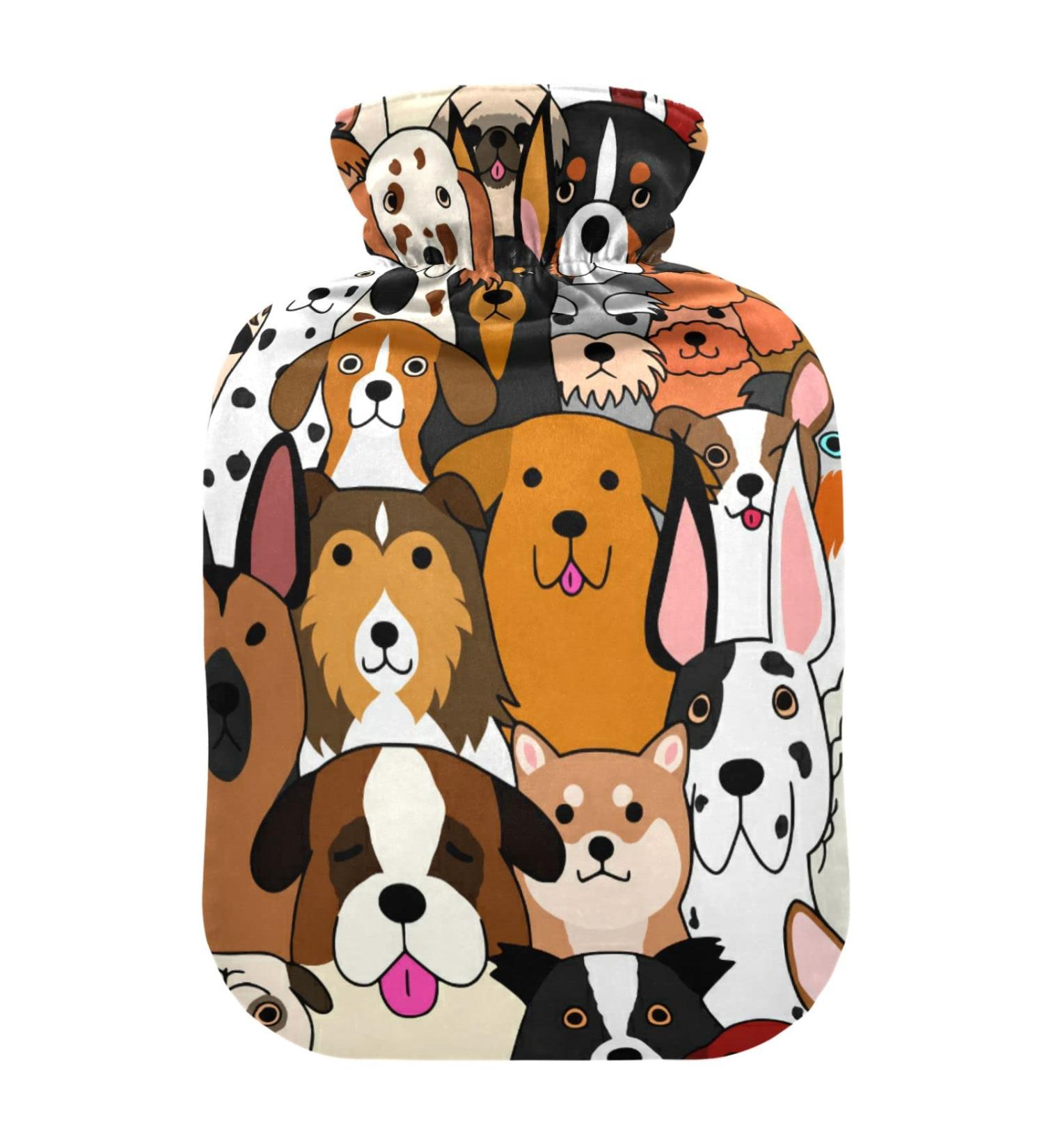 Hot Water Bottles with Doodle Dogs Cover - 2L Pain Relief & Bed Warmer for Neck & Shoulder - Buy Online on GoSupps.com