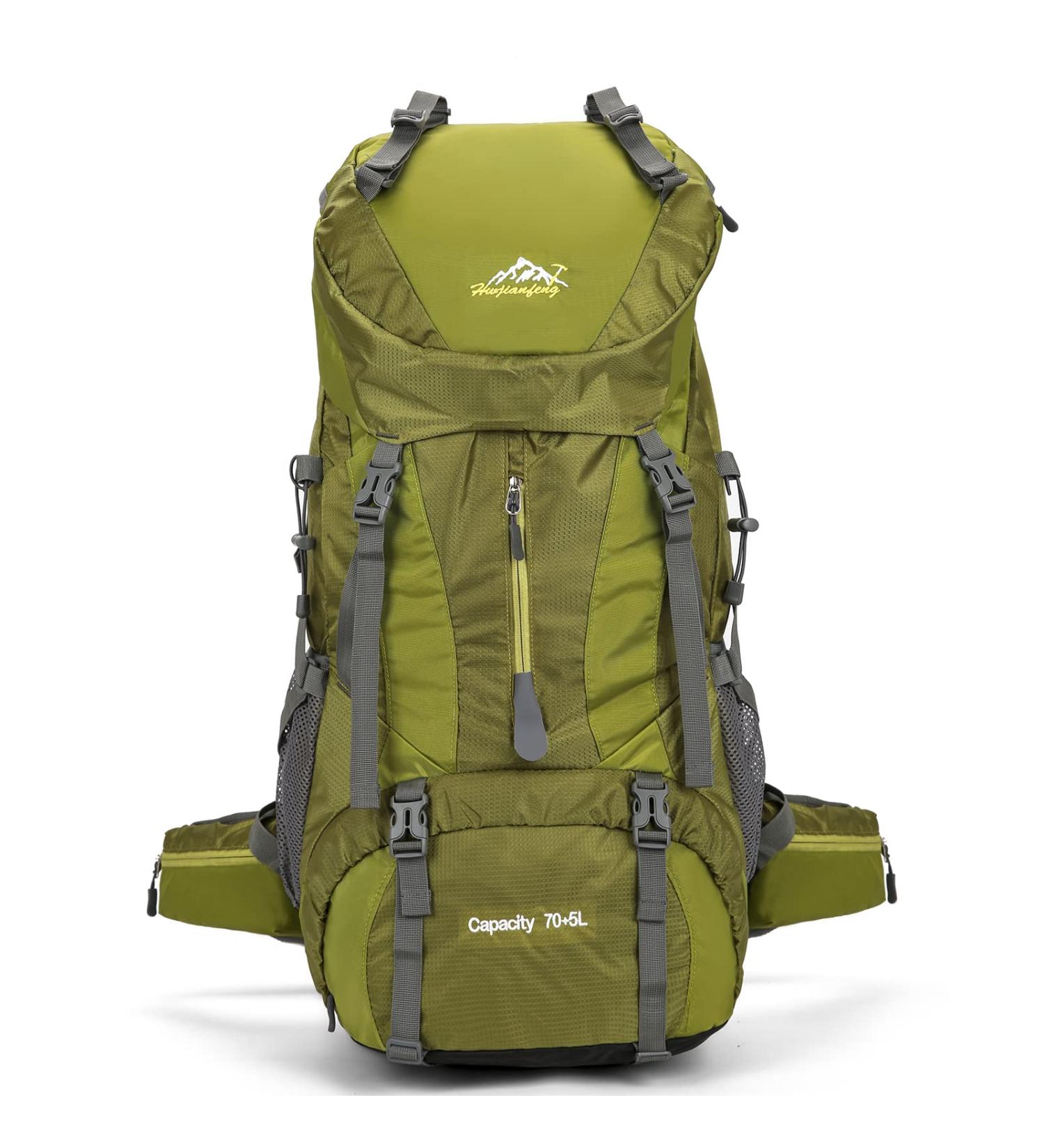 WintMing 75L Waterproof Hiking Backpack with Rain Cover - Olive Green | Men's & Women's Camping Backpack - Shoes Warehouse Included - Buy Online on GoSupps.com