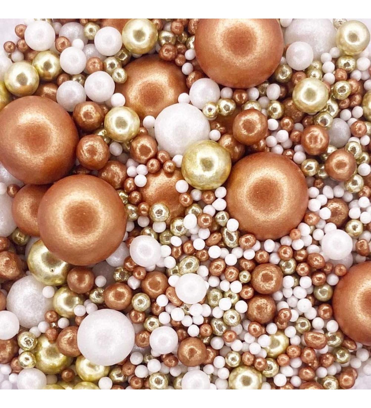 PEARL MIX - ROSE GOLD and GOLD METALIC Sprinkles 6485 edible cake decorations 50g  - Buy Online on GoSupps.com