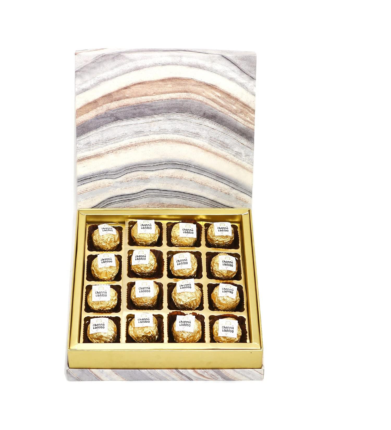 Jaiccha Ghasitaram Marble Box of Channa Laddoo|Gift for Diwali Gifts Holi Rakhi Valentine Christmas Birthday Anniversary Her Him| - Buy Online on GoSupps.com