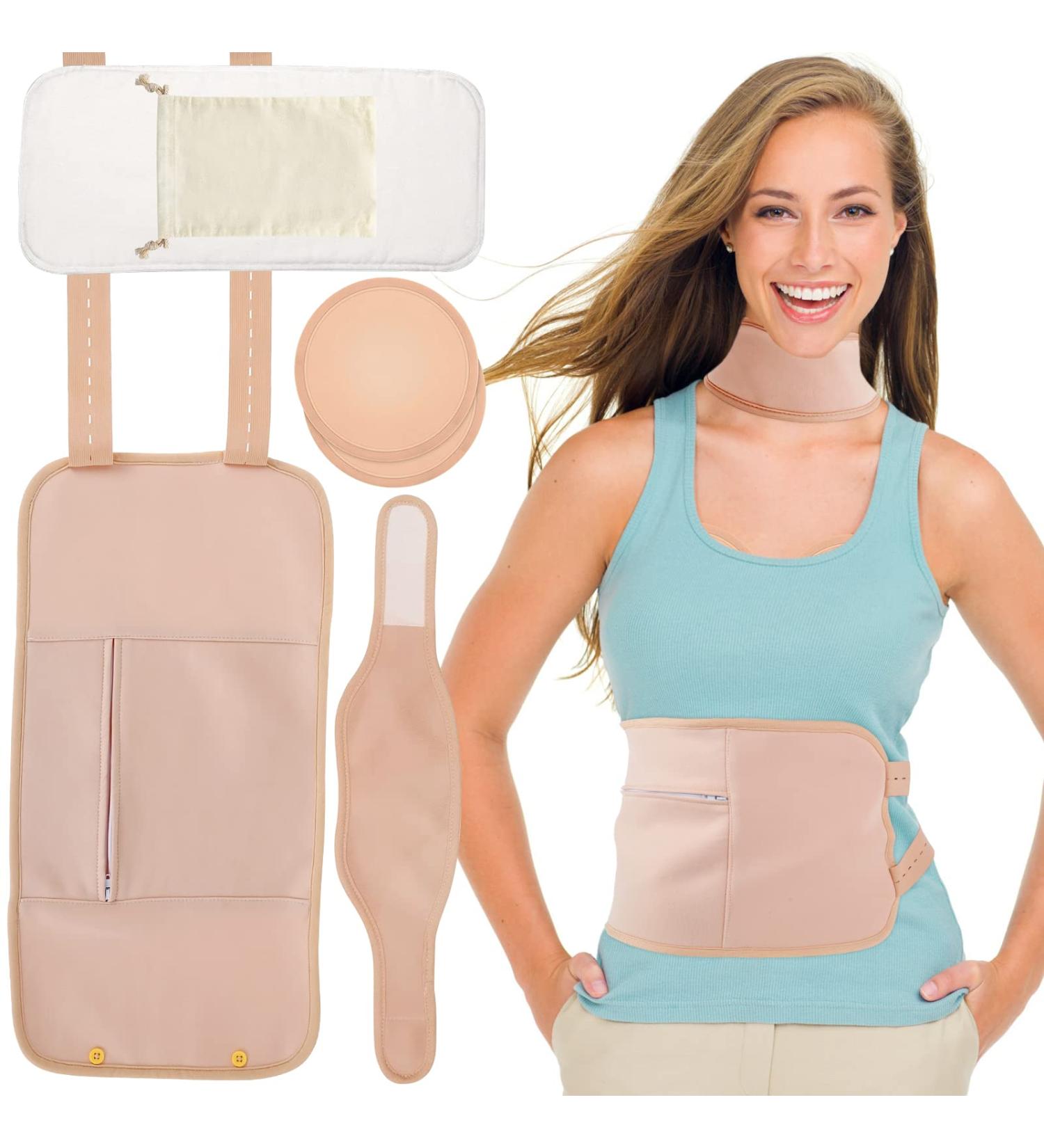 SHASUXTING 5Pcs Neck Waist Oil Pack Set with Chest Pad Reusable Oil Wrap Mess-Free Oil Pack Wrap with Adjustable Straps Comfortable Oil Pack for Neck Waist - Buy Online on GoSupps.com