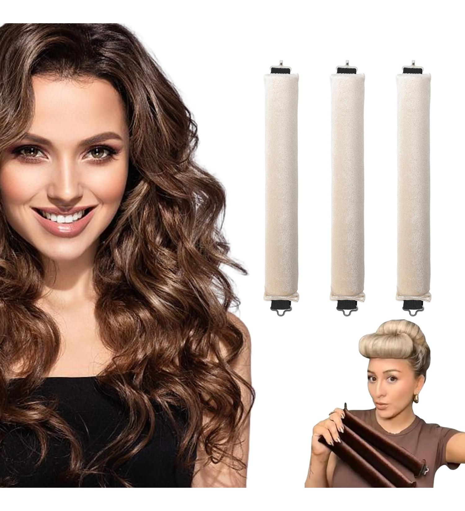 Yeria Heatless Curls Band - 3 Piece Curly Winder Set for Overnight Curly Hair - Suitable for All Hair Types - Beige - Buy Online on GoSupps.com
