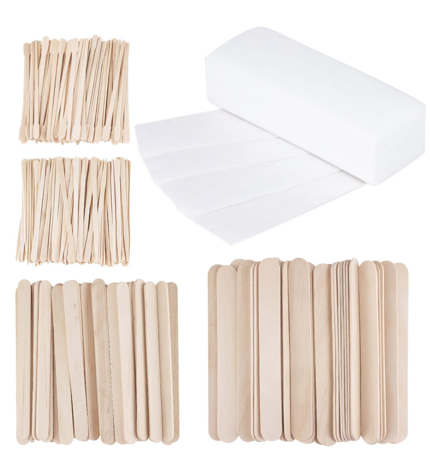 400Pcs Wax Strips Sticks Kit - Wooden Wax Applicator Sticks and Non-Woven Paper Strips for Hair Removal - Buy Online on GoSupps.com