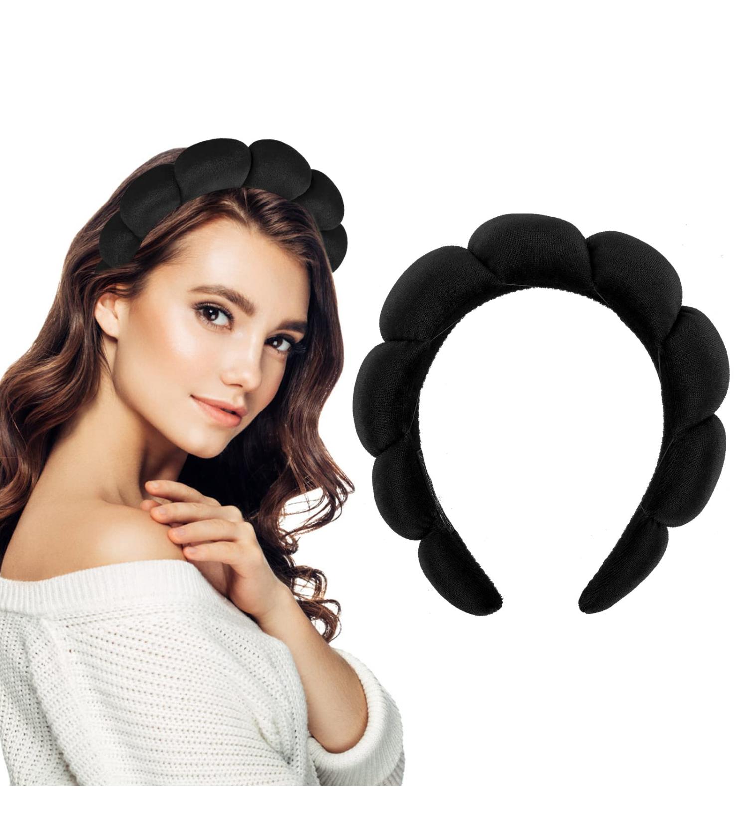 Women's Spa Headband | Soft Terry Cloth Makeup and Skincare Hairband - Black - Buy Online on GoSupps.com