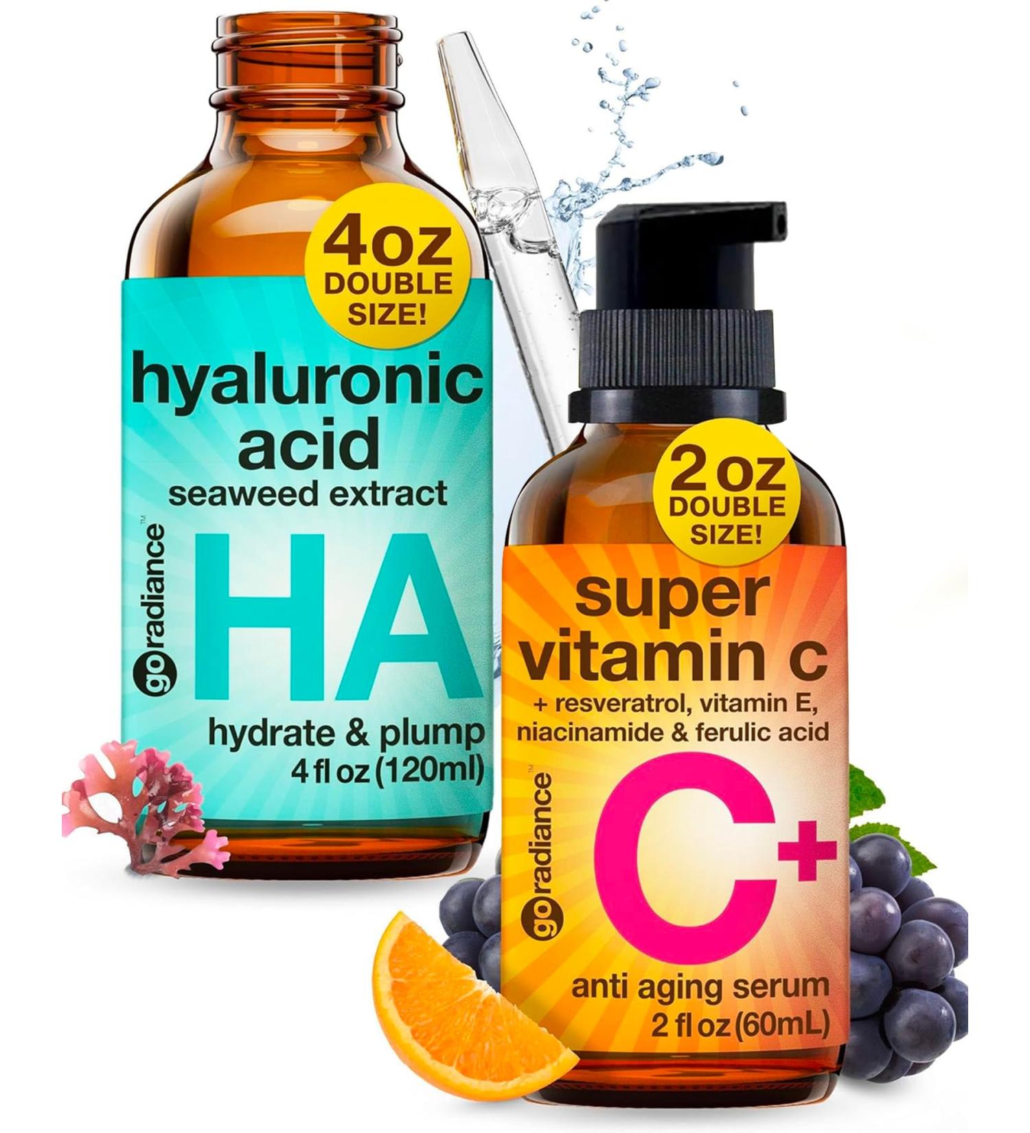 Go Radiance Hyaluronic Acid Serum 4oz Super Vitamin C Serum 2oz - Buy Online on GoSupps.com