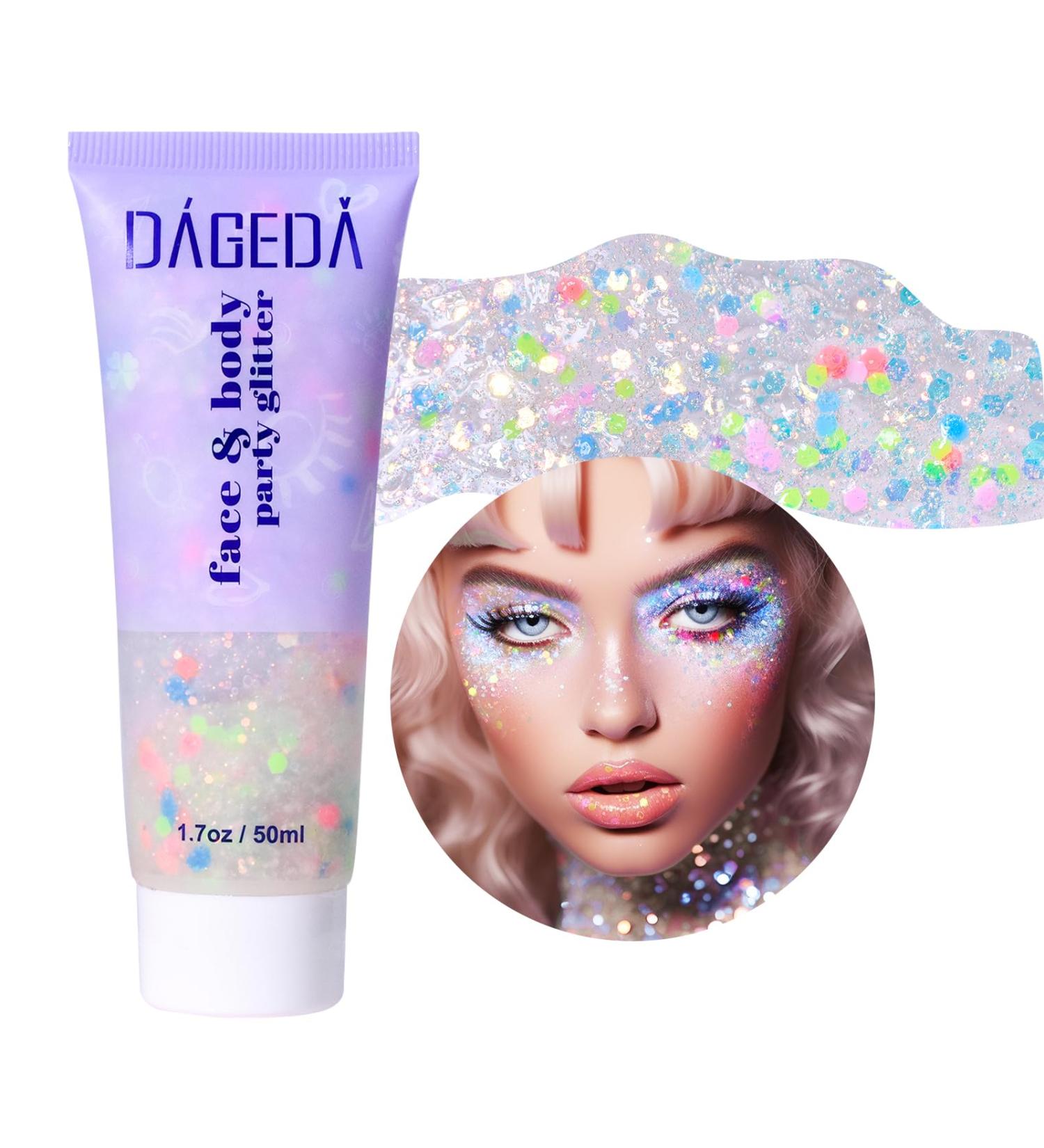 Prreal Body Glitter Gel 50ml | Holographic Face & Body Glitter for Makeup Hair & Nails | Chunky Shimmer Liquid Eyeshadow for Festivals - Buy Online on GoSupps.com