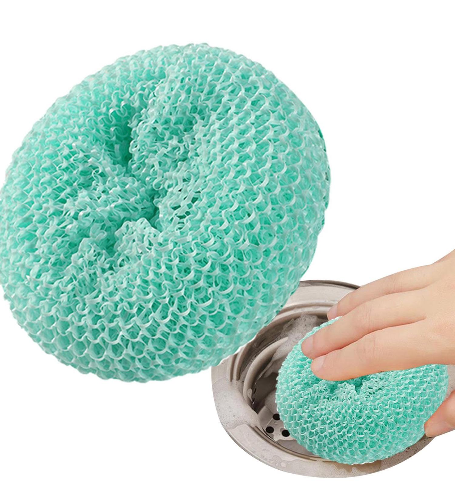Loofah Sponge - Cleaning Ball Design Soft Fiber Non-Scratch Scrubber Efficient Decontamination Cleaning Sponge Multipurpose Cleaner Home Kitchen Supplies for Bathroom Toilet Jiahua Lake Blue - Buy Online on GoSupps.com