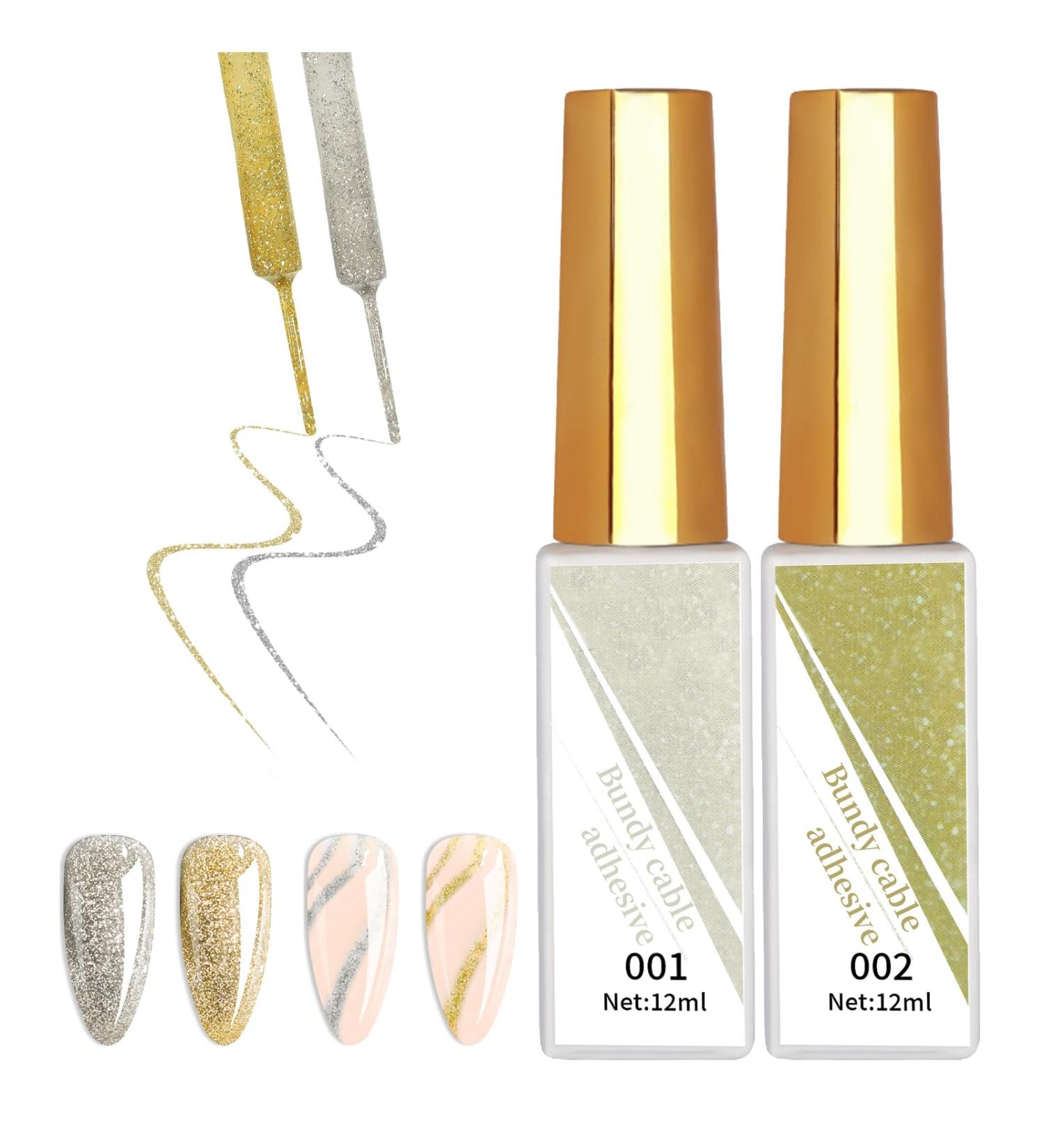 U-Shinein Reflective Glitter Nail Art Gel Liner Flash Diamond Painted Gel 12 ml Sparkle Metallic Liner Painting Gel Kit Nail Gel Nail Art Paint UV Gel Sliver + Golden - Buy Online on GoSupps.com