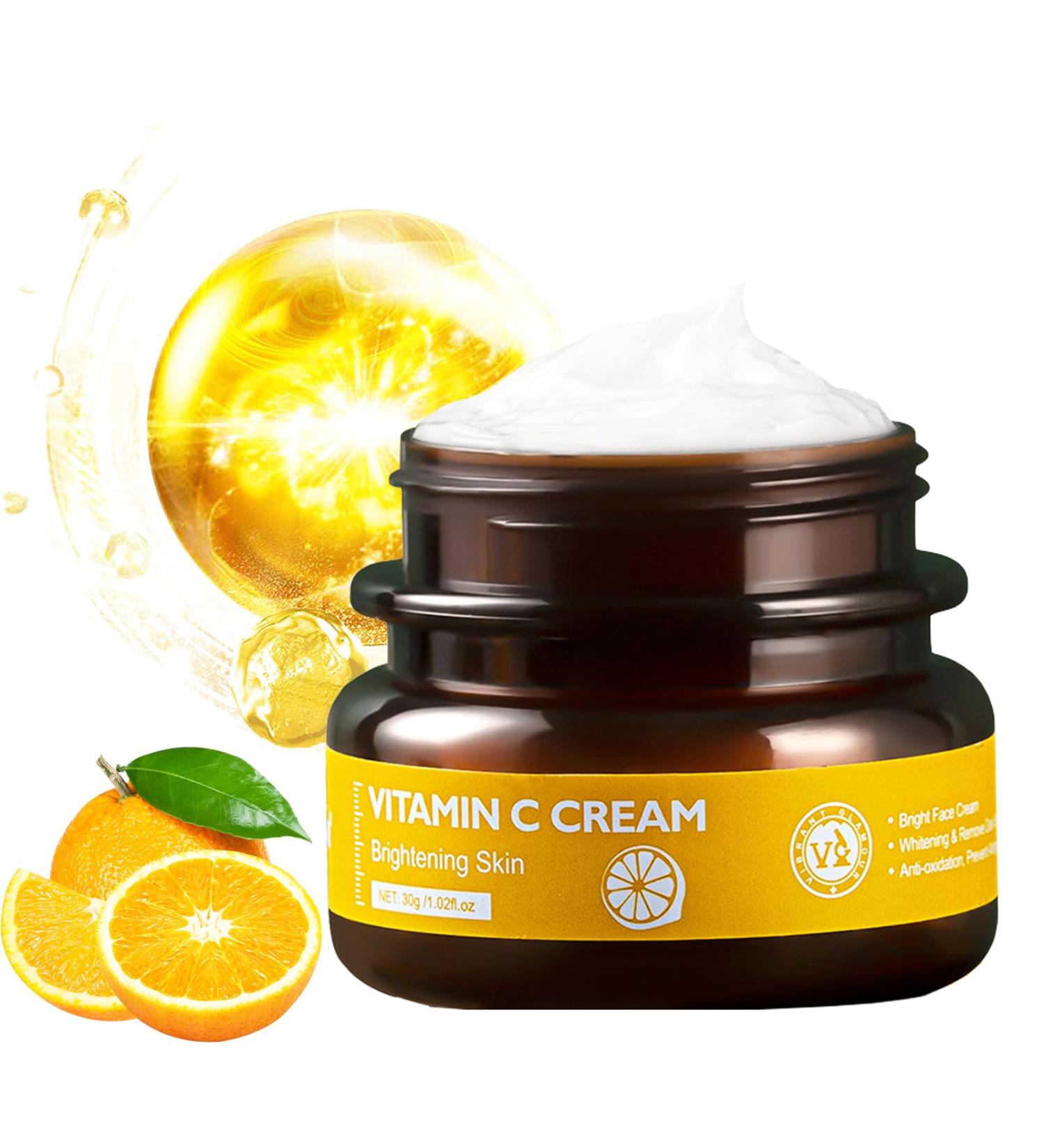 Vitamin C Face Cream Moisturiser Anti Wrinkle Anti Aging Cream With Hyaluronic Acid & Vitamin E Day & Night Cream For Women And Men Brightening Hydrate Restore&Boost Collagen 30g - Buy Online on GoSupps.com